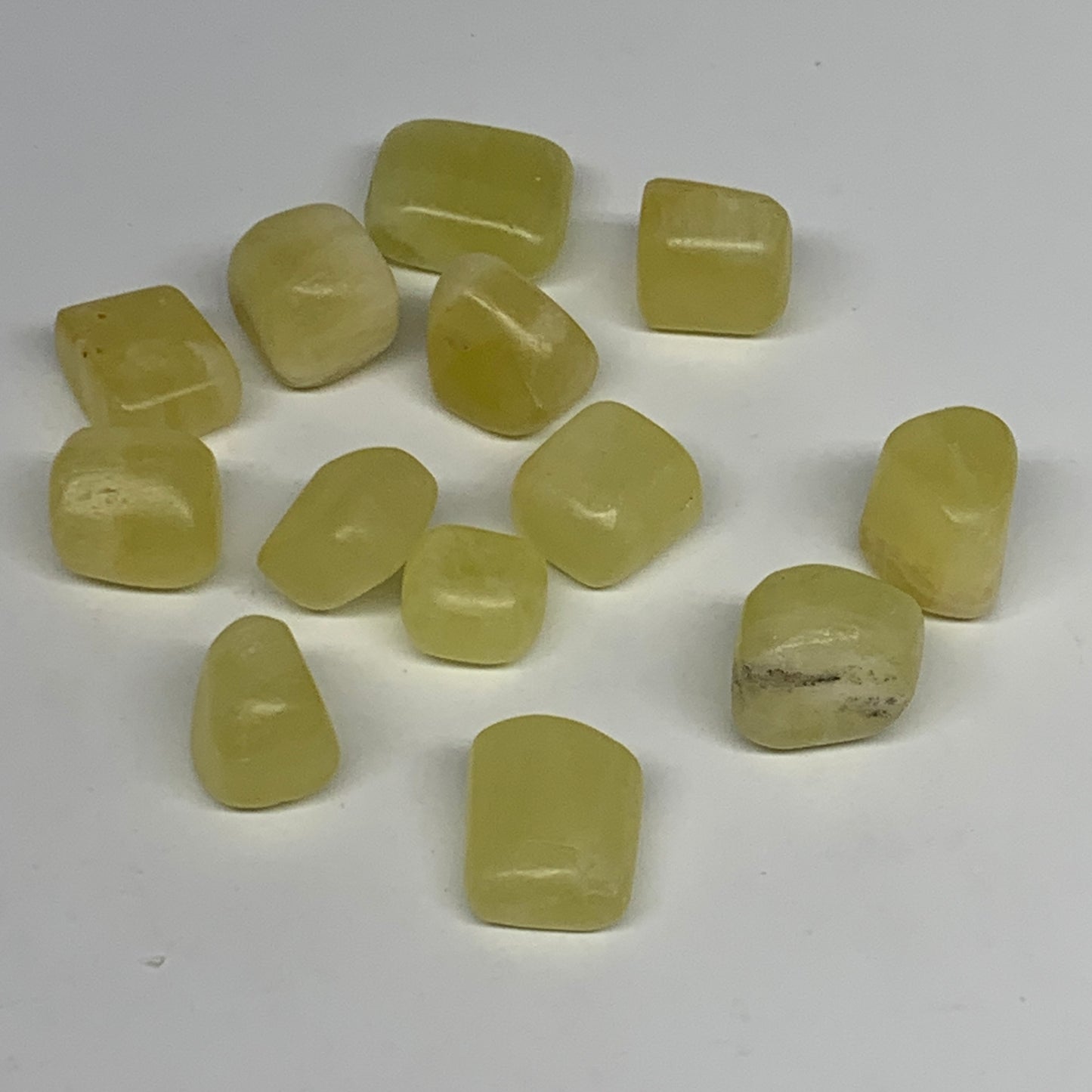 151.2g, 0.7"-1", 13pcs, Natural Lemon Calcite Tumbled Stones @Afghanistan, B2676