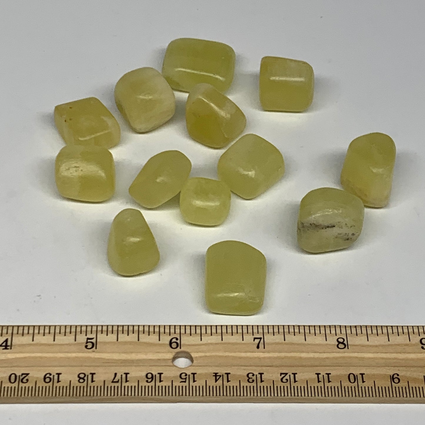 151.2g, 0.7"-1", 13pcs, Natural Lemon Calcite Tumbled Stones @Afghanistan, B2676