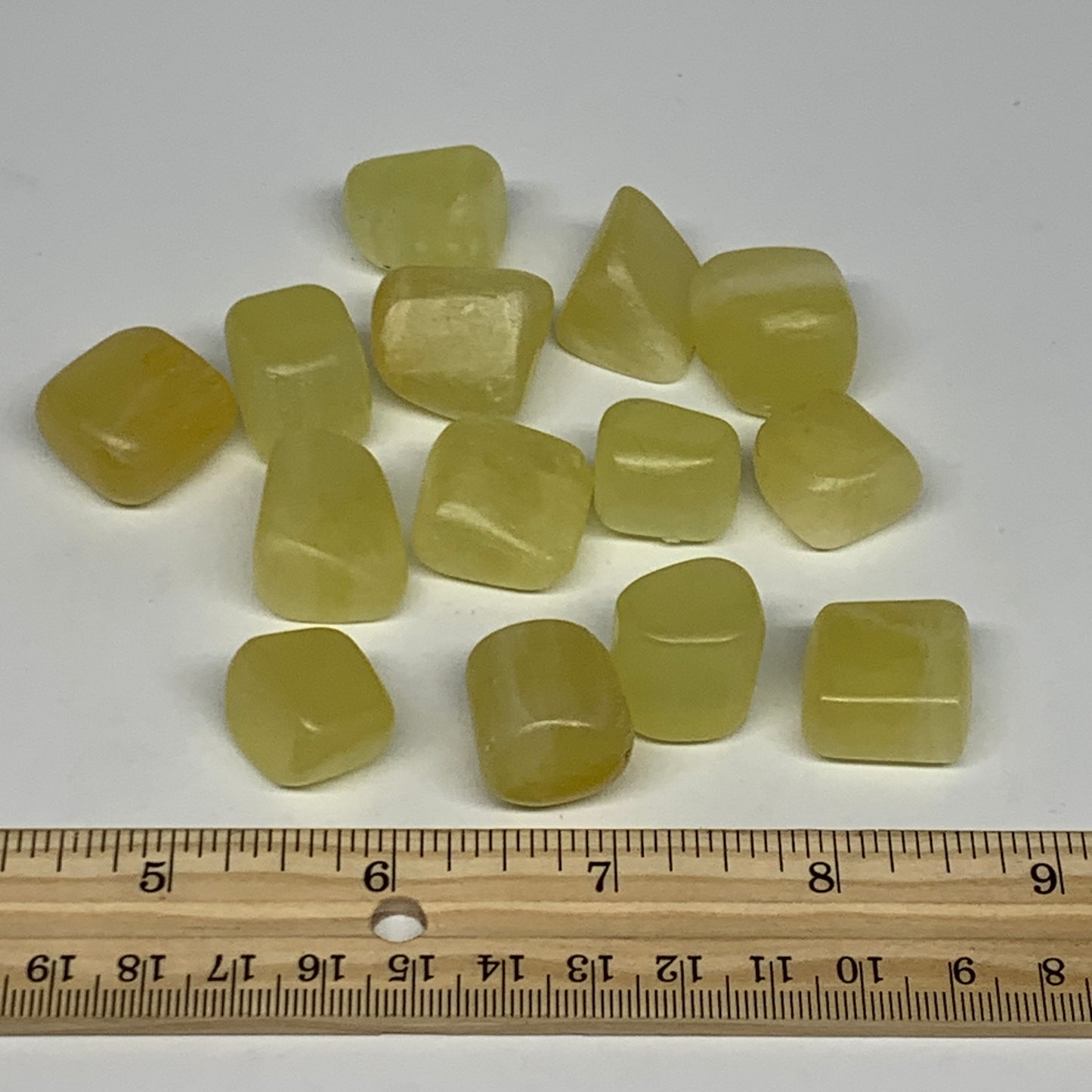 162g, 0.6"-0.9", 14pcs, Natural Lemon Calcite Tumbled Stones @Afghanistan, B2676