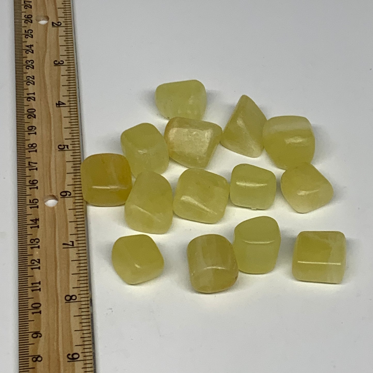 162g, 0.6"-0.9", 14pcs, Natural Lemon Calcite Tumbled Stones @Afghanistan, B2676