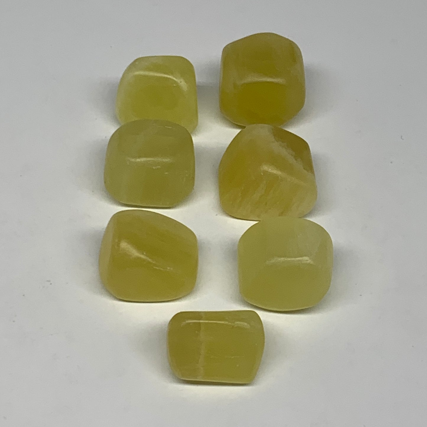 166.9g, 0.9"-1", 7pcs, Natural Lemon Calcite Tumbled Stones @Afghanistan, B26767