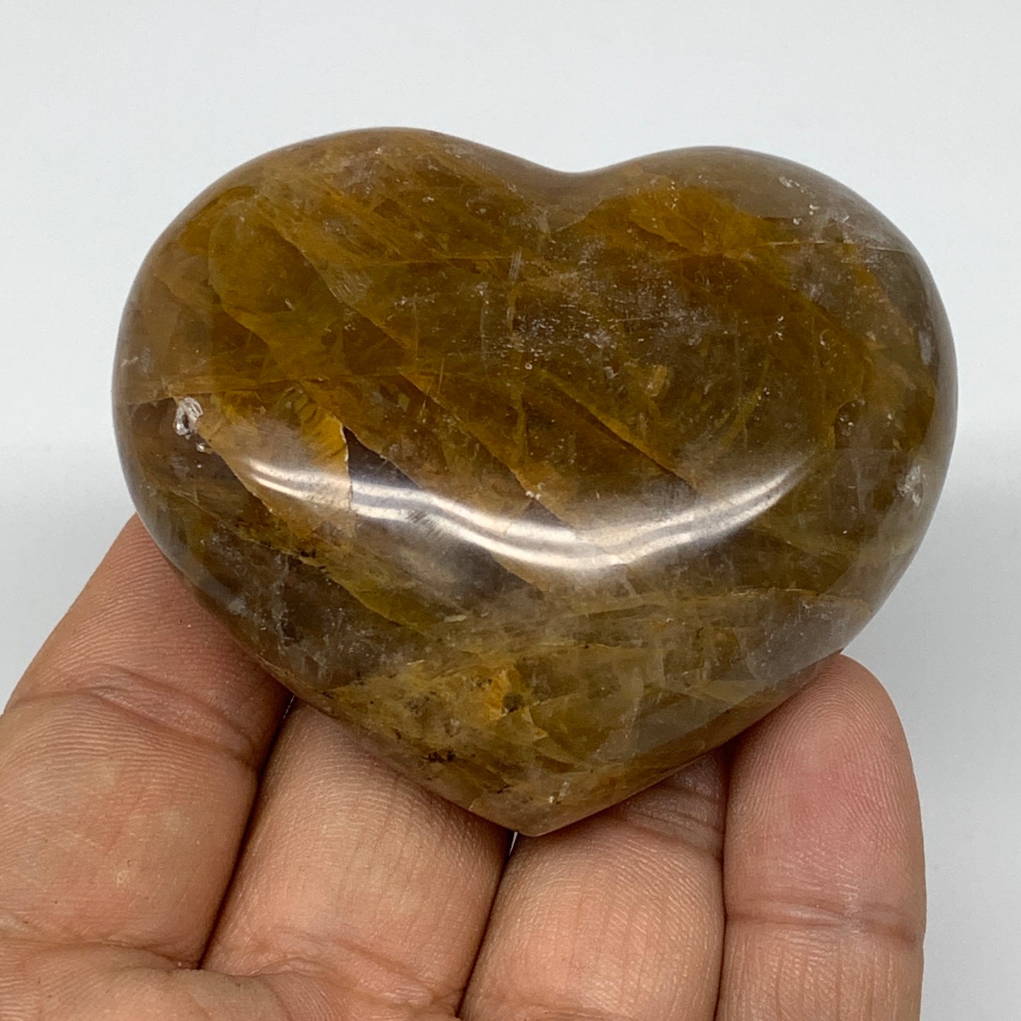 138.7g,2.1"x2.5"x1.1" Natural Orange Quartz Heart Crystal Reiki Energy,B3443