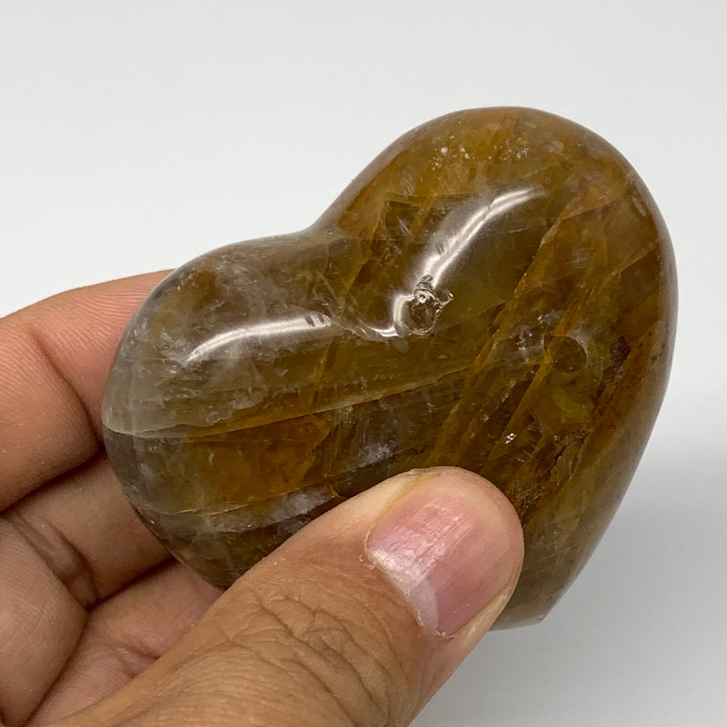 138.7g,2.1"x2.5"x1.1" Natural Orange Quartz Heart Crystal Reiki Energy,B3443