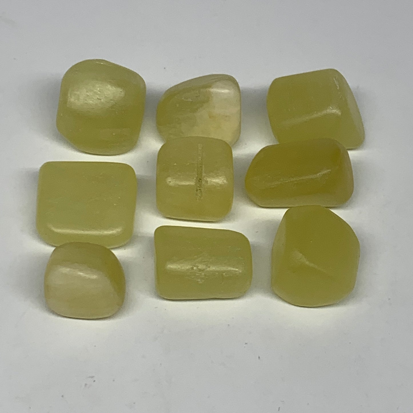 137.9g, 0.8"-1", 9pcs, Natural Lemon Calcite Tumbled Stones @Afghanistan, B26771