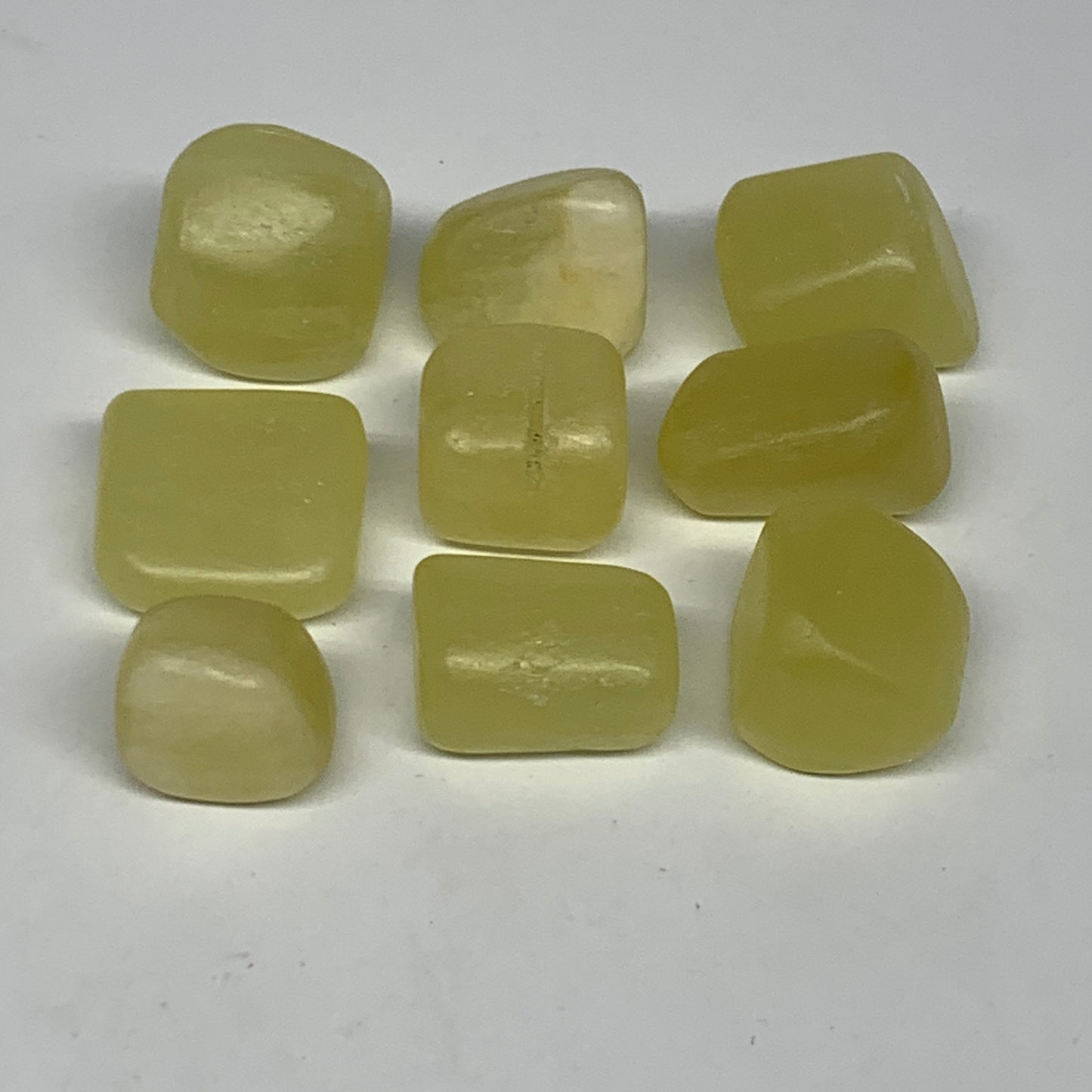 137.9g, 0.8"-1", 9pcs, Natural Lemon Calcite Tumbled Stones @Afghanistan, B26771