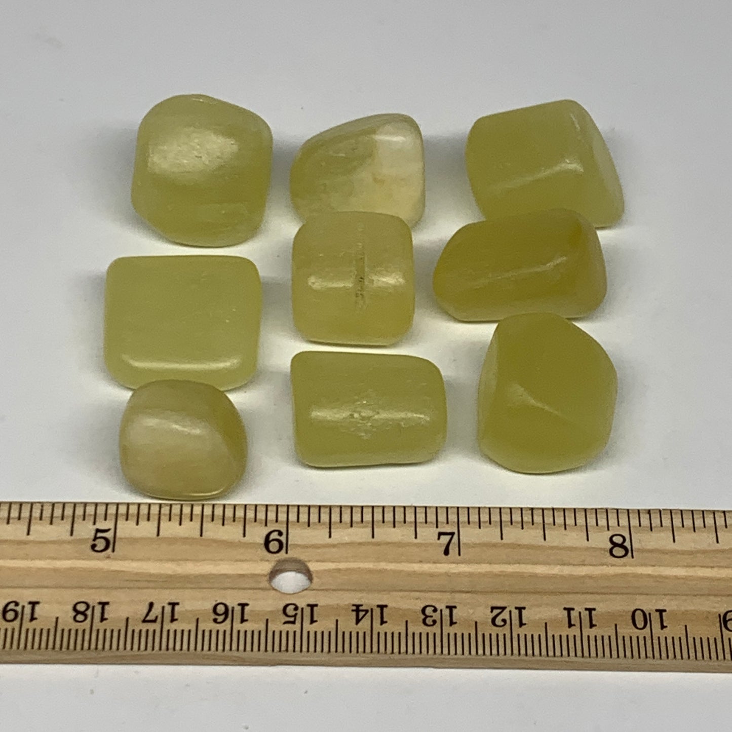 137.9g, 0.8"-1", 9pcs, Natural Lemon Calcite Tumbled Stones @Afghanistan, B26771