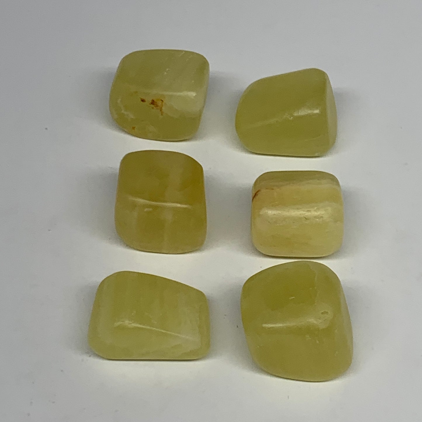 162.2g, 0.9"-1.2", 6pcs, Natural Lemon Calcite Tumbled Stones @Afghanistan, B267