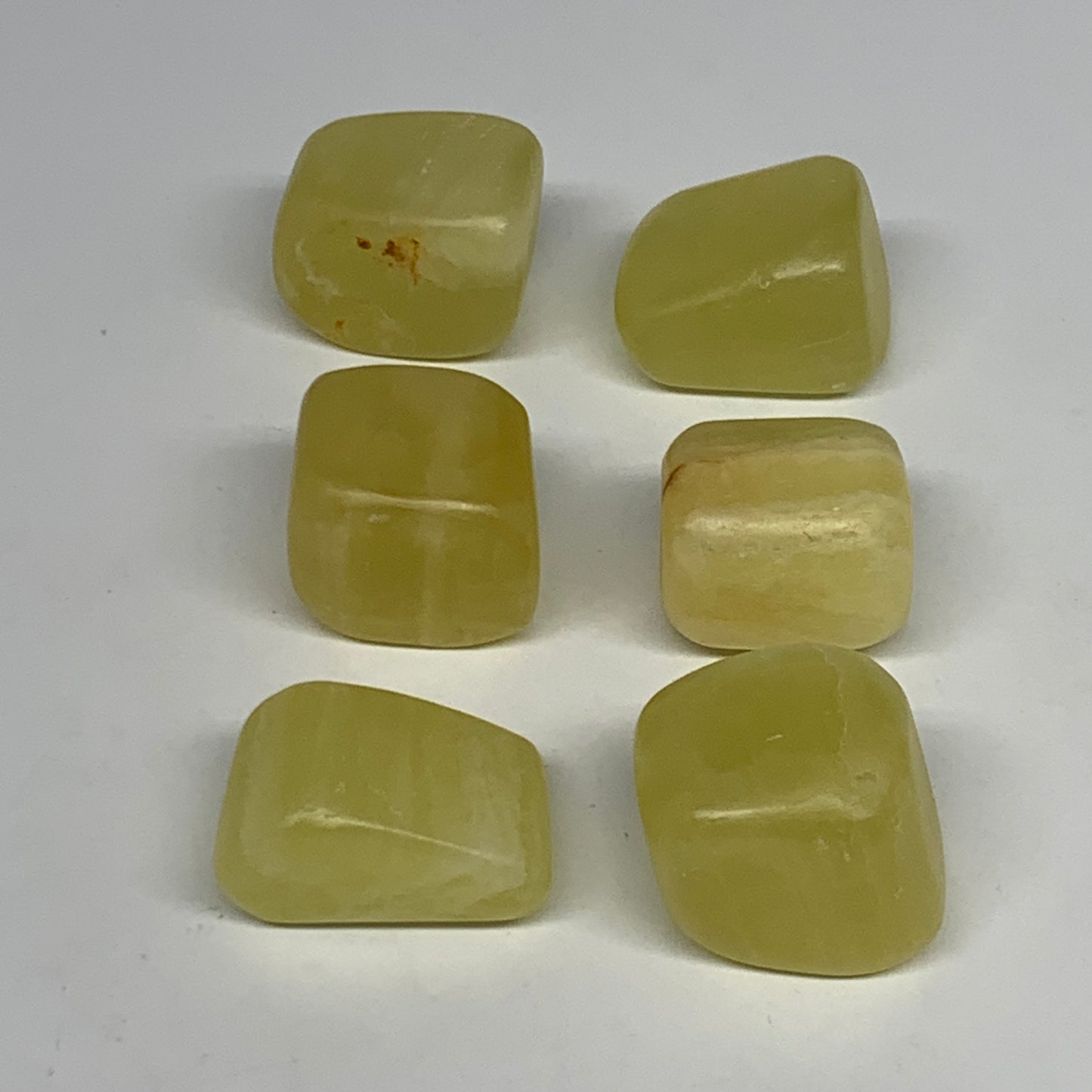 162.2g, 0.9"-1.2", 6pcs, Natural Lemon Calcite Tumbled Stones @Afghanistan, B267