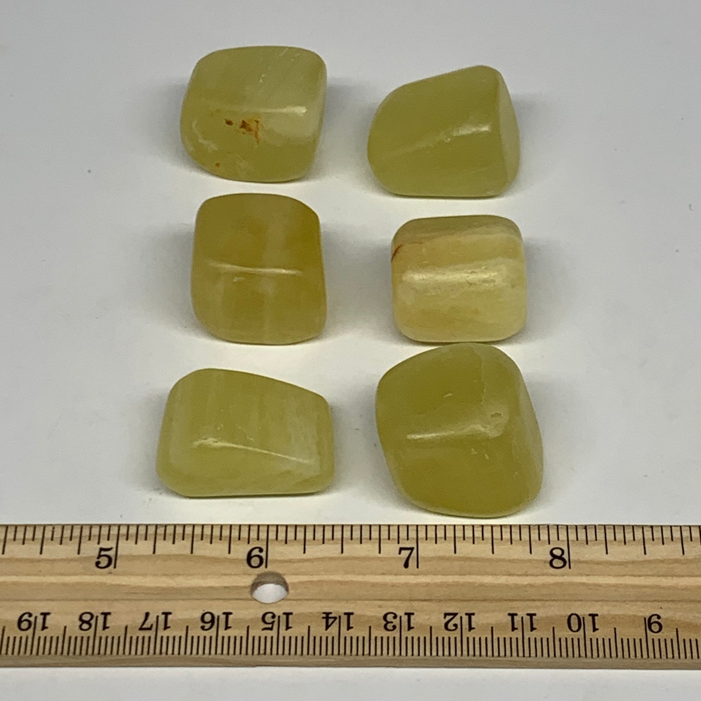 162.2g, 0.9"-1.2", 6pcs, Natural Lemon Calcite Tumbled Stones @Afghanistan, B267