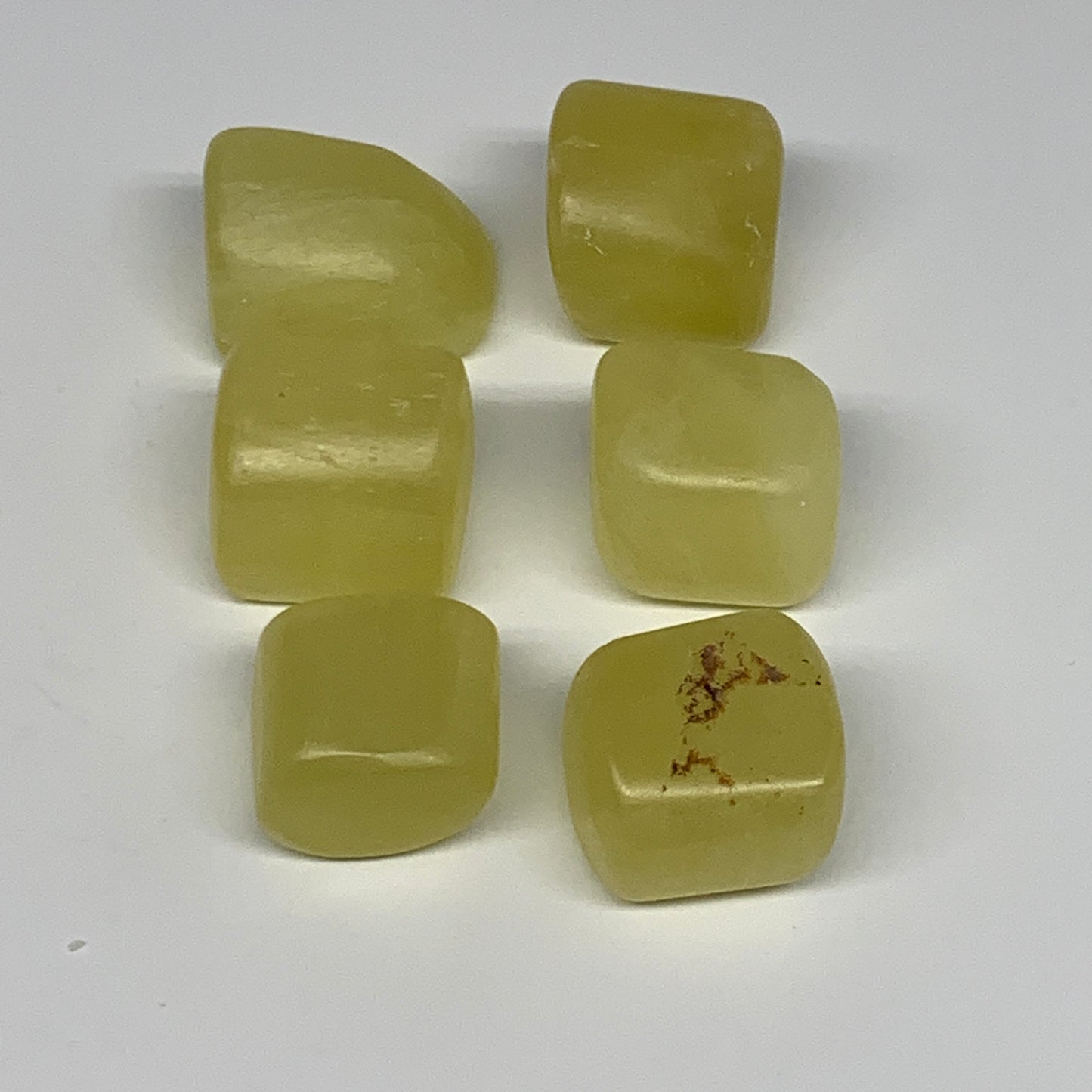 164.7g, 0.9"-1.2", 6pcs, Natural Lemon Calcite Tumbled Stones @Afghanistan, B267