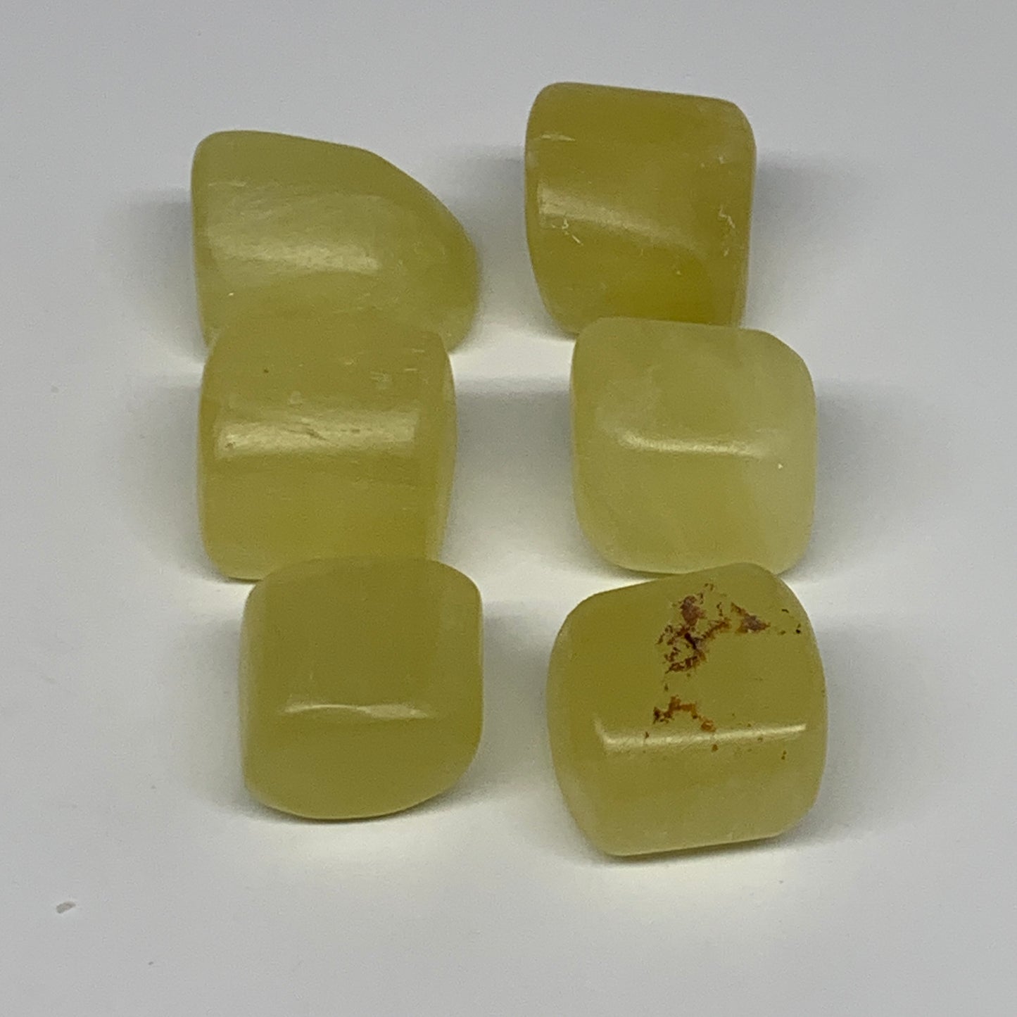 164.7g, 0.9"-1.2", 6pcs, Natural Lemon Calcite Tumbled Stones @Afghanistan, B267