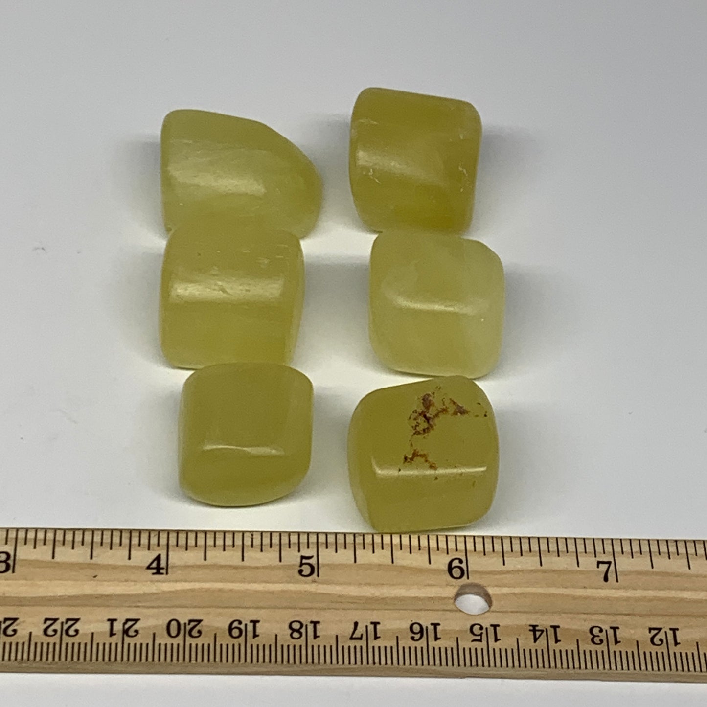 164.7g, 0.9"-1.2", 6pcs, Natural Lemon Calcite Tumbled Stones @Afghanistan, B267