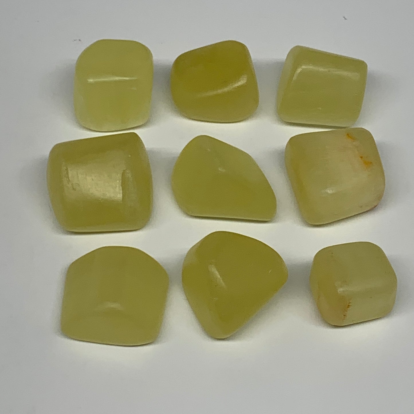 147.4g, 0.7"-1.1", 9pcs, Natural Lemon Calcite Tumbled Stones @Afghanistan, B267