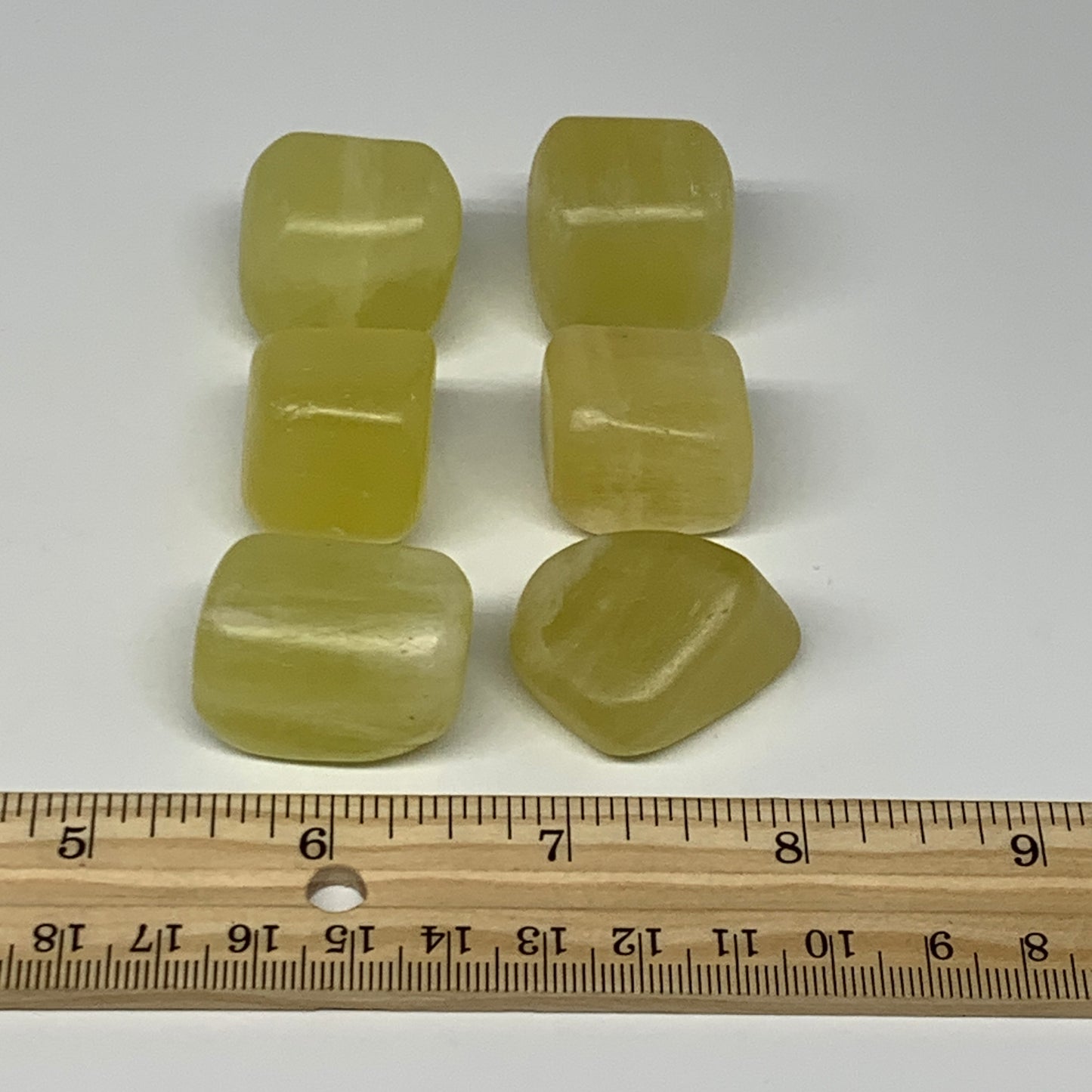 160.1g, 0.8"-1.2", 6pcs, Natural Lemon Calcite Tumbled Stones @Afghanistan, B267