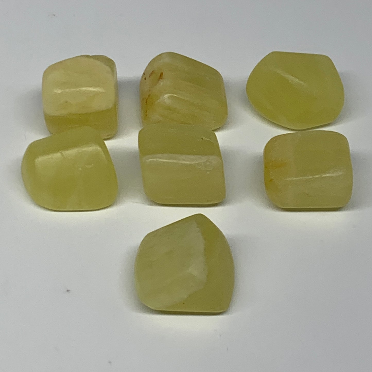 160.8g, 0.9"-1.1", 7pcs, Natural Lemon Calcite Tumbled Stones @Afghanistan, B267