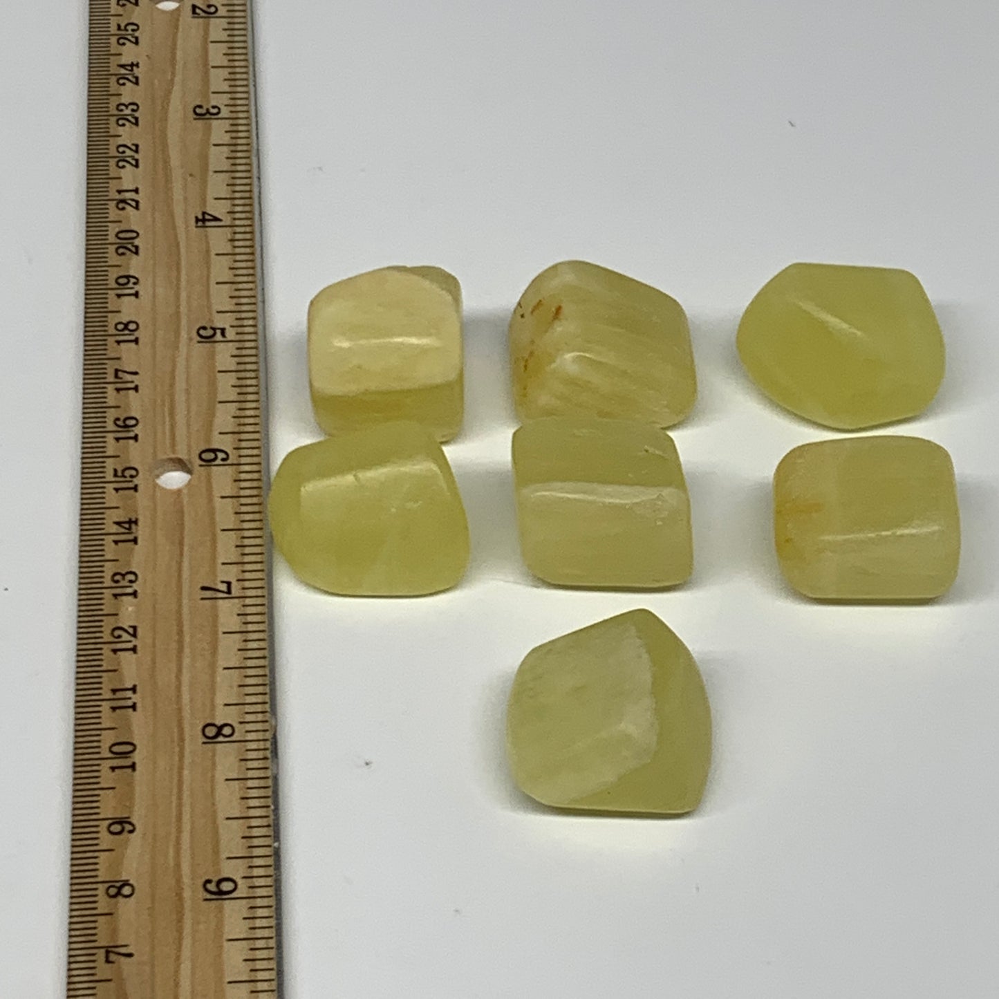 160.8g, 0.9"-1.1", 7pcs, Natural Lemon Calcite Tumbled Stones @Afghanistan, B267