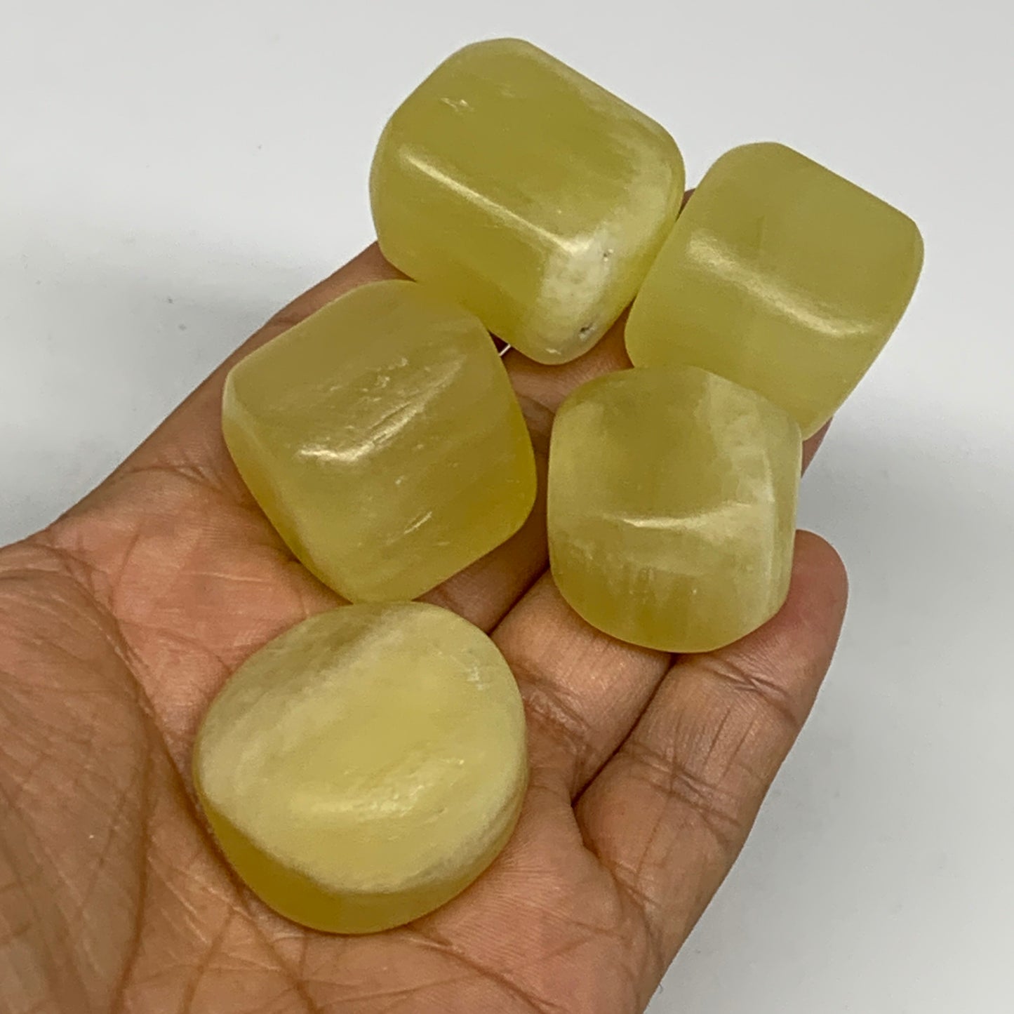 164.4g, 0.8"-1.2", 5pcs, Natural Lemon Calcite Tumbled Stones @Afghanistan, B267