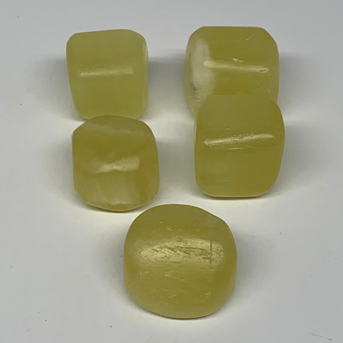 164.4g, 0.8"-1.2", 5pcs, Natural Lemon Calcite Tumbled Stones @Afghanistan, B267