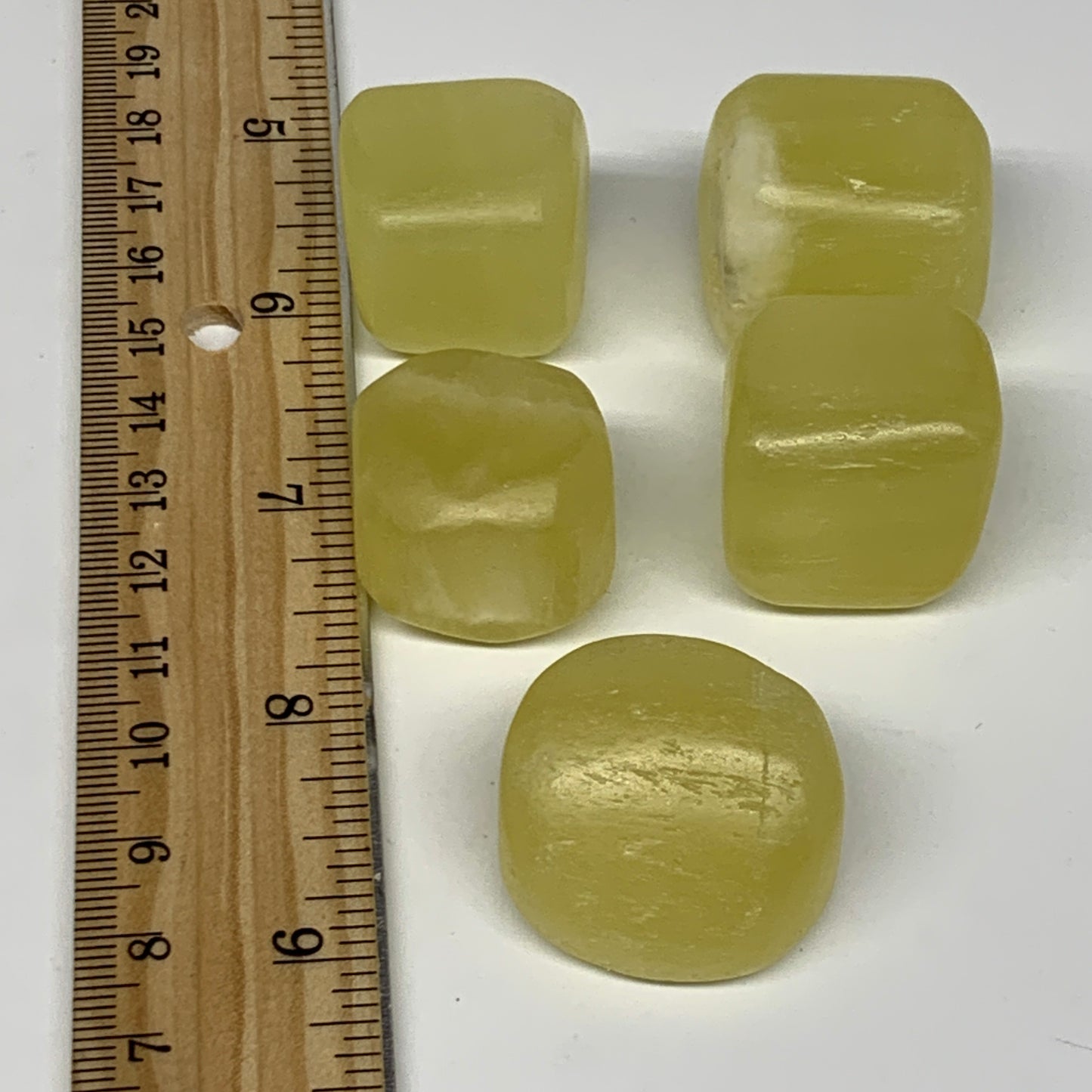 164.4g, 0.8"-1.2", 5pcs, Natural Lemon Calcite Tumbled Stones @Afghanistan, B267