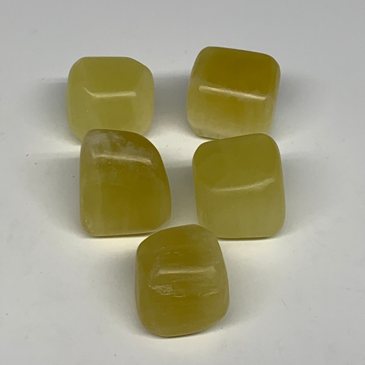 165.3g, 0.9"-1.1", 5pcs, Natural Lemon Calcite Tumbled Stones @Afghanistan, B267