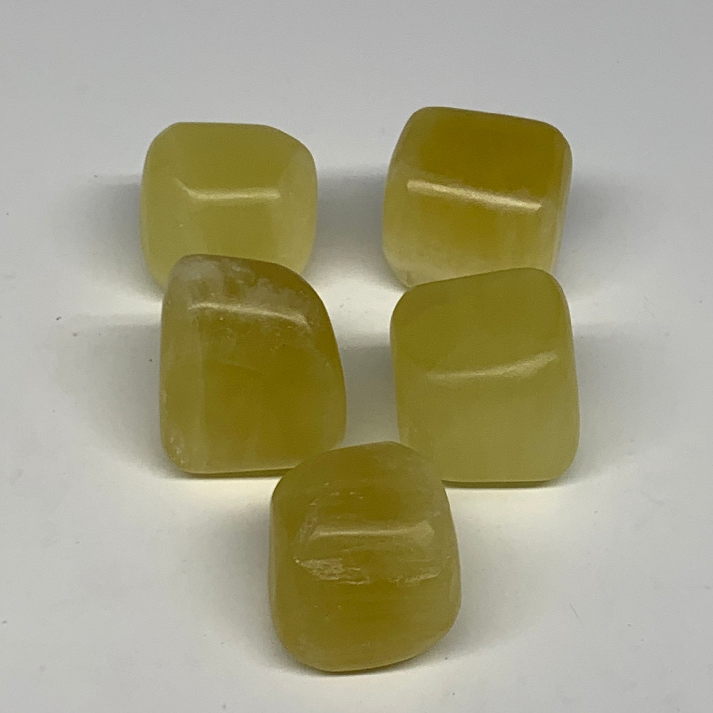 165.3g, 0.9"-1.1", 5pcs, Natural Lemon Calcite Tumbled Stones @Afghanistan, B267