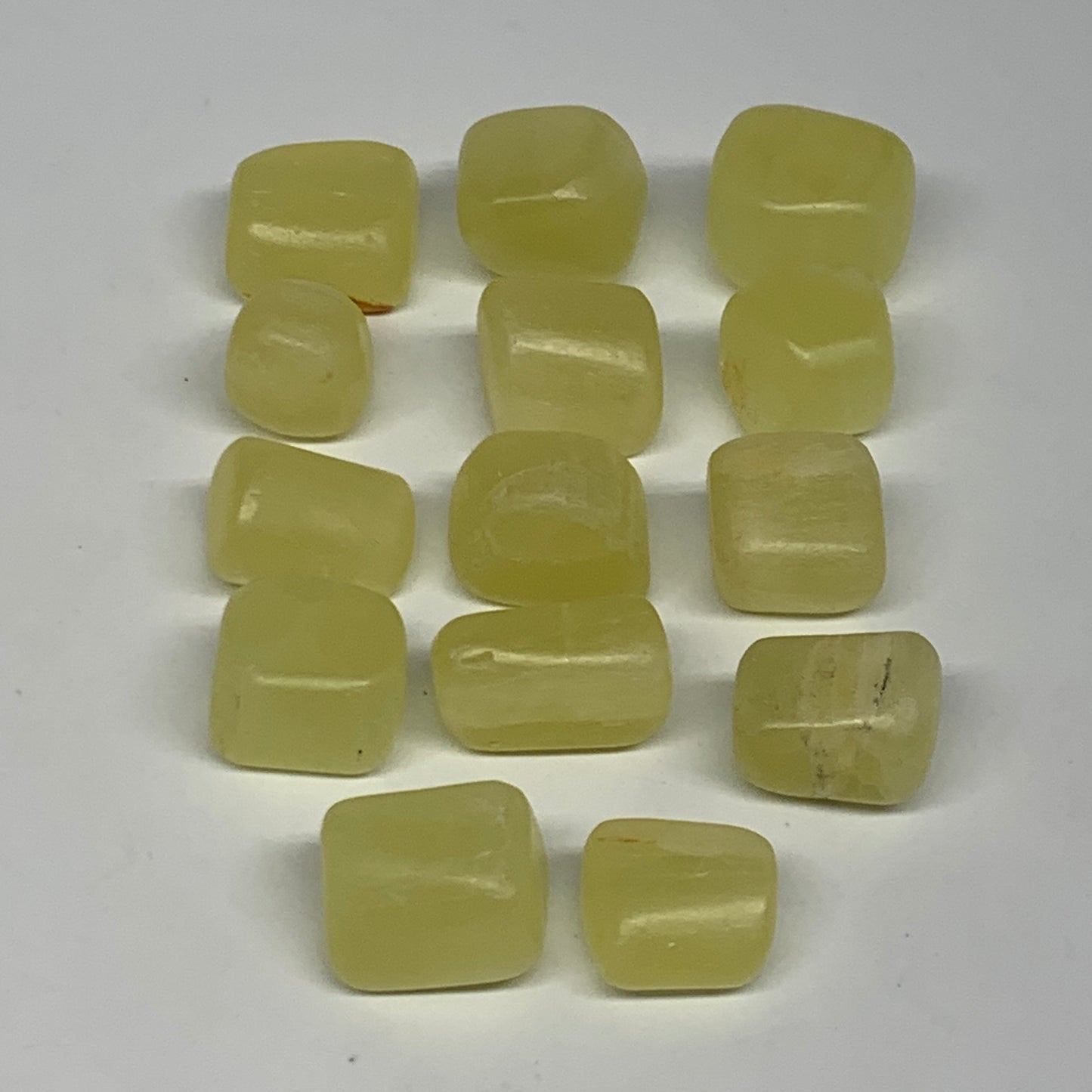 154.3g, 0.7"-0.9", 14pcs, Natural Lemon Calcite Tumbled Stones @Afghanistan, B26