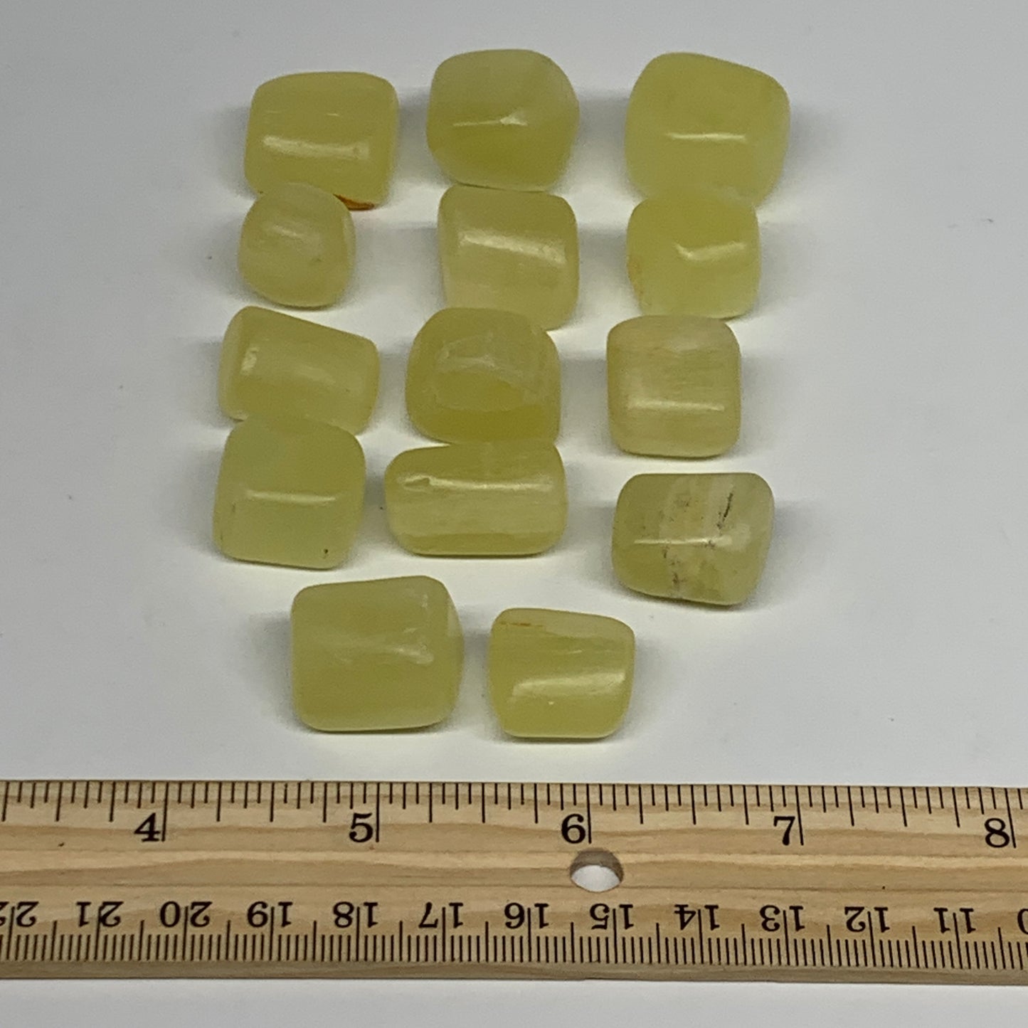 154.3g, 0.7"-0.9", 14pcs, Natural Lemon Calcite Tumbled Stones @Afghanistan, B26