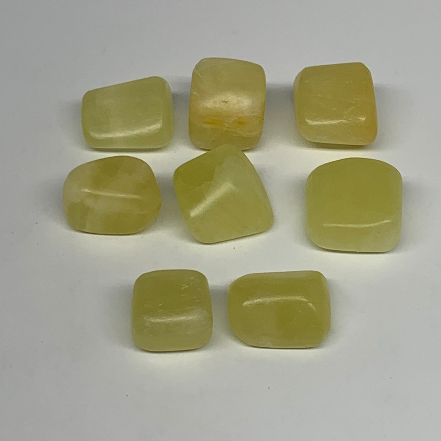 142.5g, 0.8"-1.1", 8pcs, Natural Lemon Calcite Tumbled Stones @Afghanistan, B267