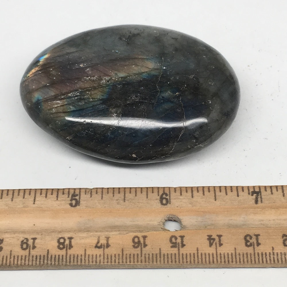 105.1g,2.6"x1.9"x0.8" Labradorite Palm-stone Tumbled Reiki @Madagascar,MSP362