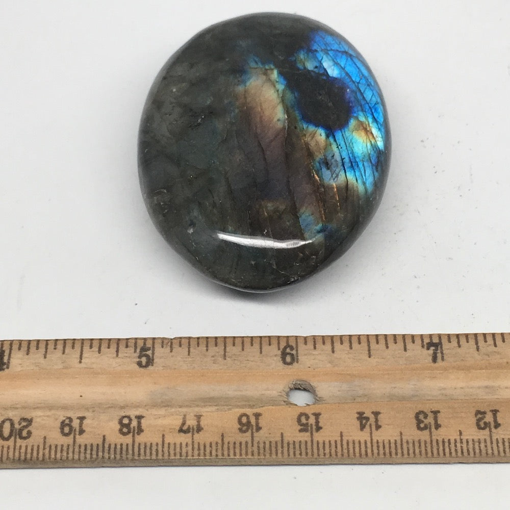 105.1g,2.6"x1.9"x0.8" Labradorite Palm-stone Tumbled Reiki @Madagascar,MSP362