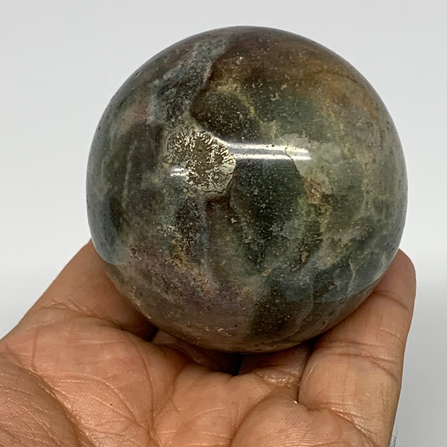 229.3g, 2.2" (57mm), Ocean Jasper Sphere Geode Crystal Reiki @Madagascar, B15669