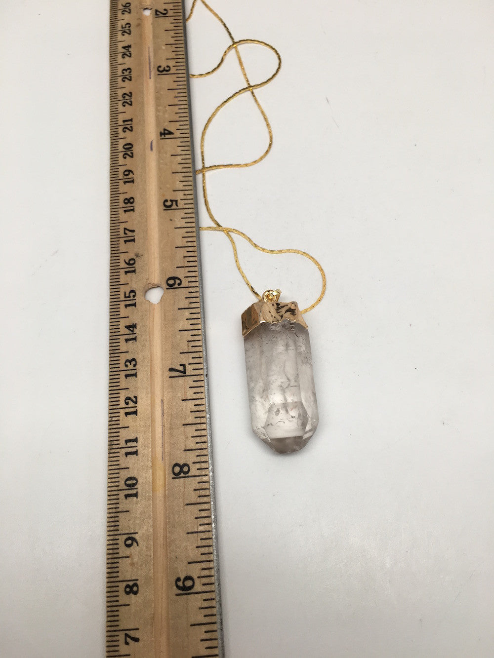 82 cts Natural Quartz Crystal Gold Plated Crystal Pendant Free 18" Chain,D86