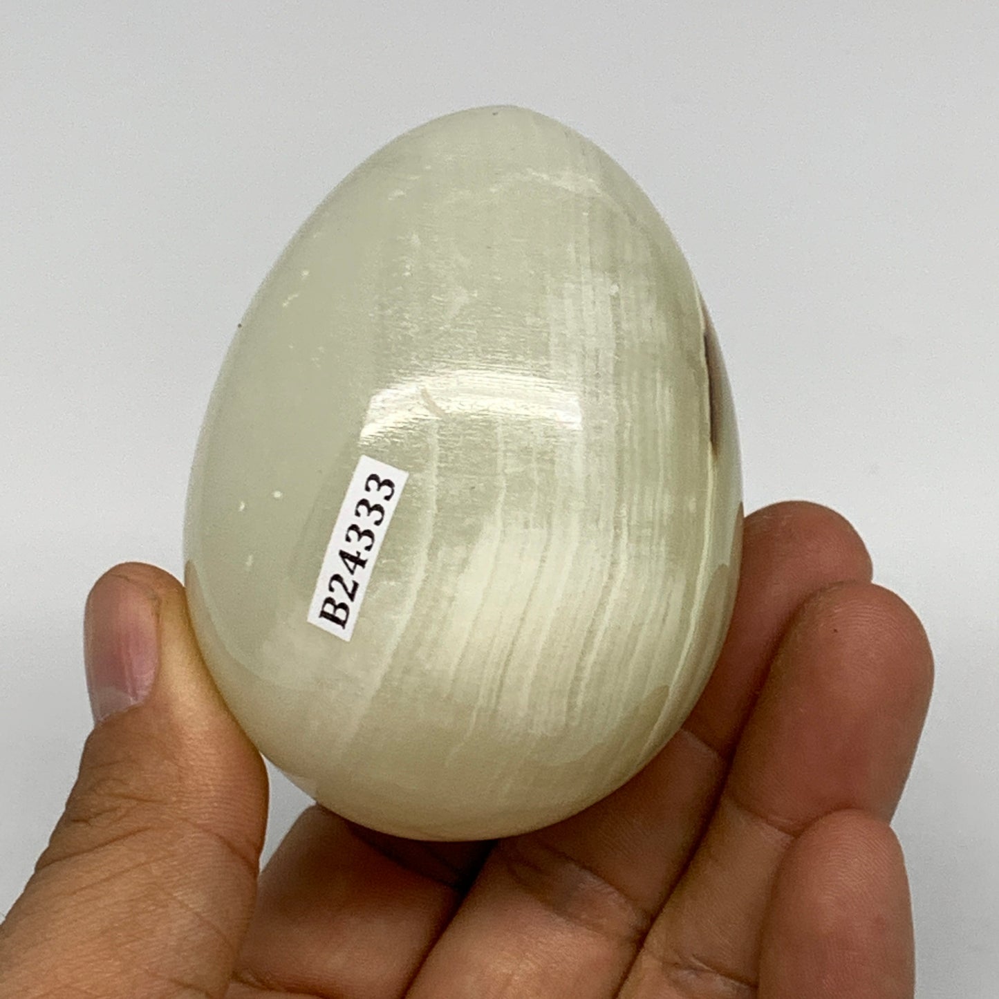 250.2g, 2.7"x2" Natural Green Onyx Egg Gemstone Mineral, from Pakistan, B24333