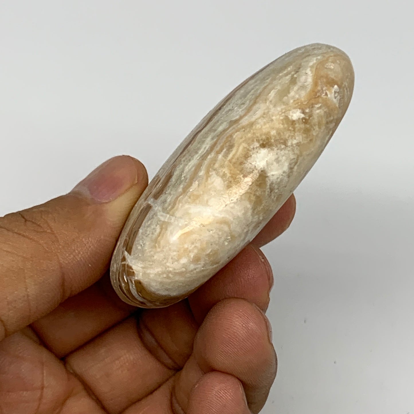 83.7g, 2.4"x1.6"x0.8" Natural Calcite Palm-Stone Reiki @Afghanistan, B14863