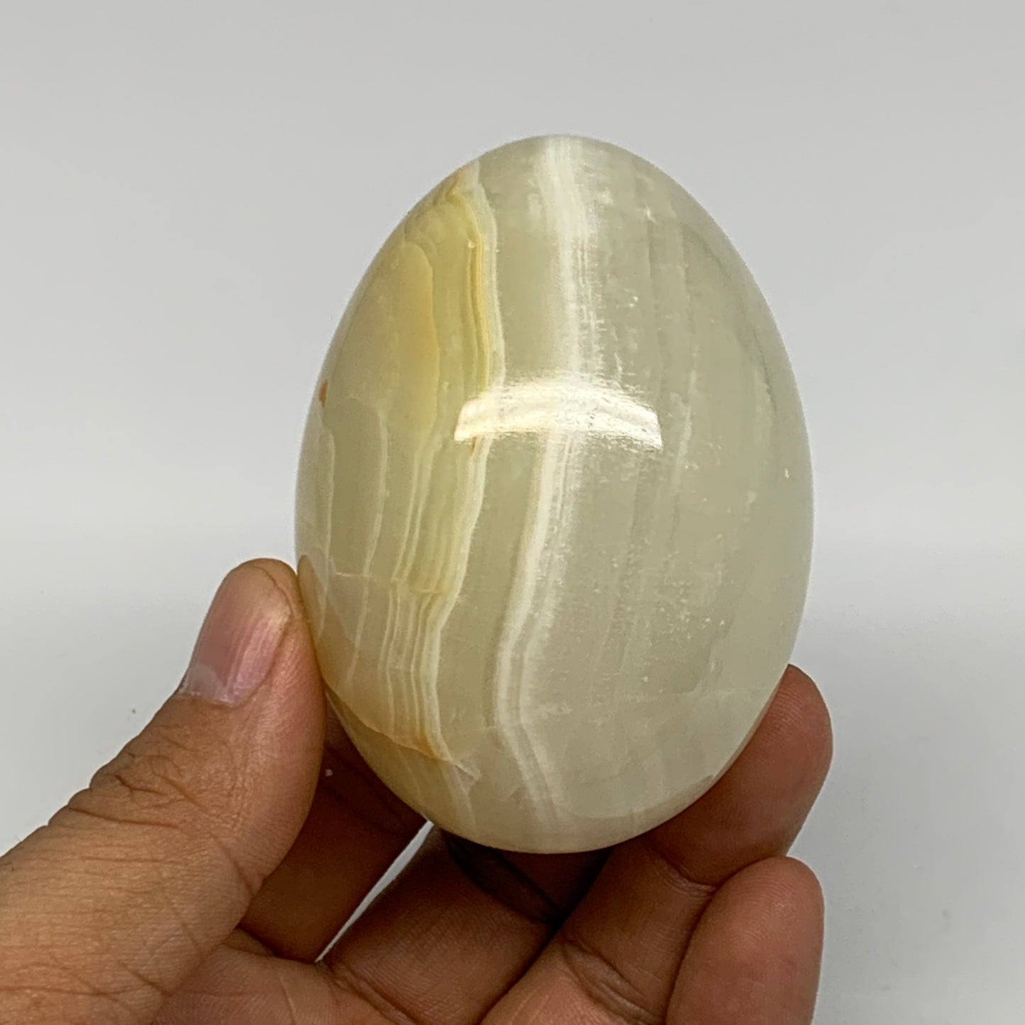 252.8g, 2.8"x2" Natural Green Onyx Egg Gemstone Mineral, from Pakistan, B24334