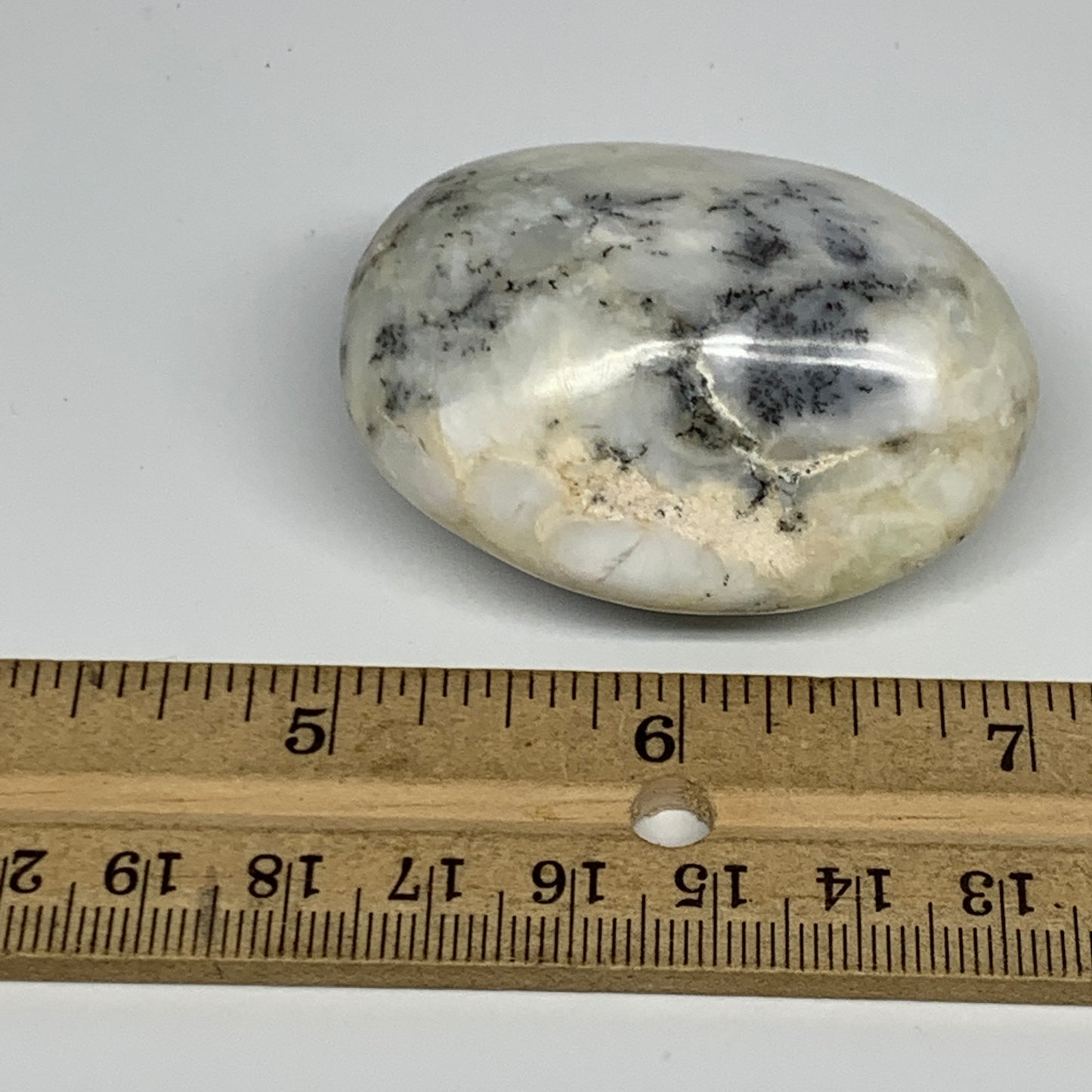 68.5g, 2.1"x1.6"x1.1" Dendrite Opal Palm-Stone Reiki Energy Crystal, B19983