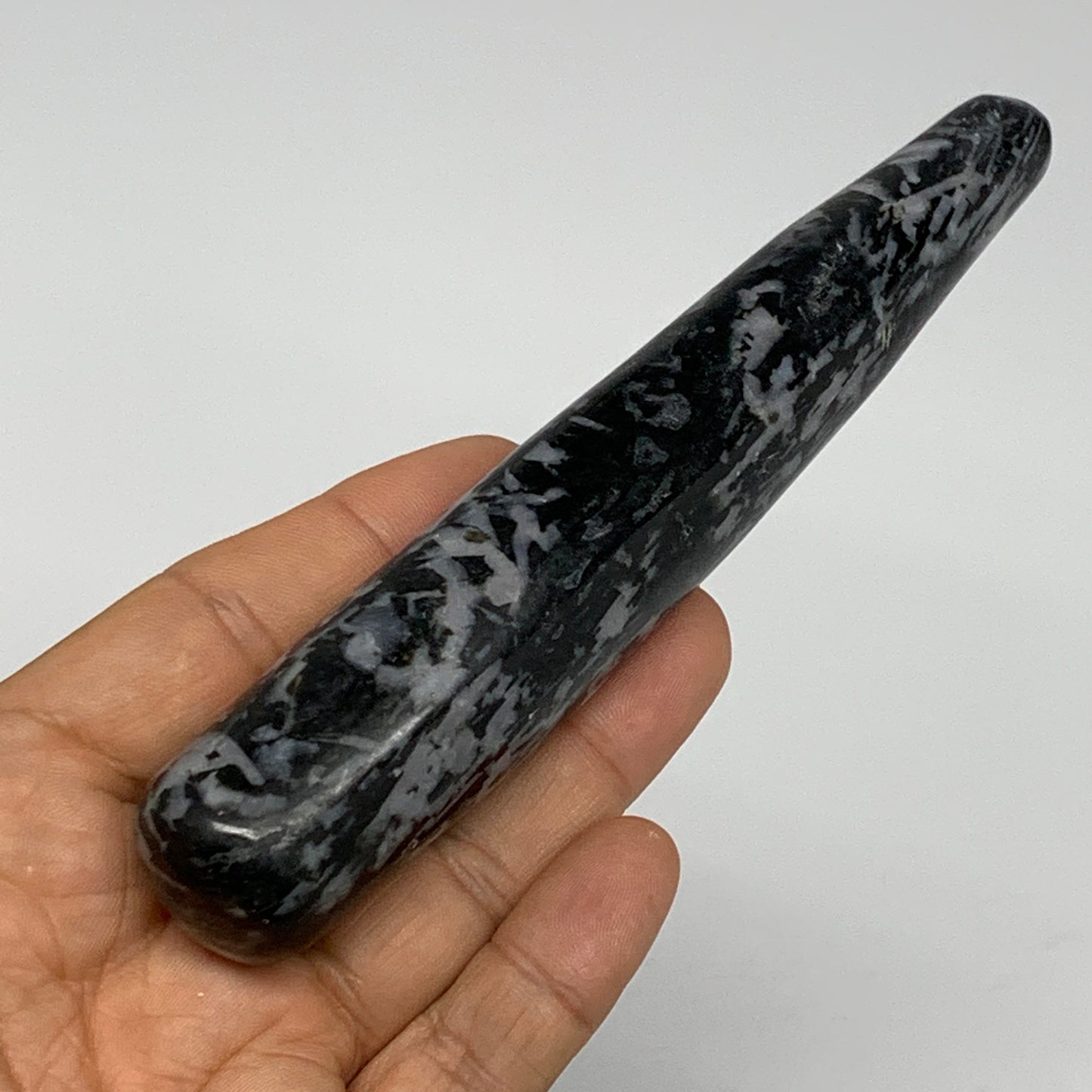 146g,5.4"x0.9" Indigo Gabro Merlinite Stick, Wand,Home Decor,Collectible,B18024