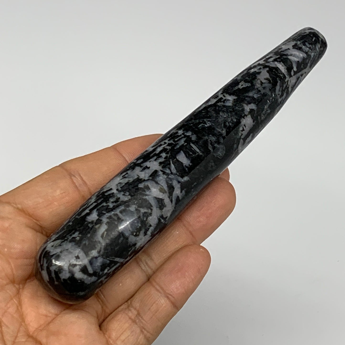 146g,5.4"x0.9" Indigo Gabro Merlinite Stick, Wand,Home Decor,Collectible,B18024