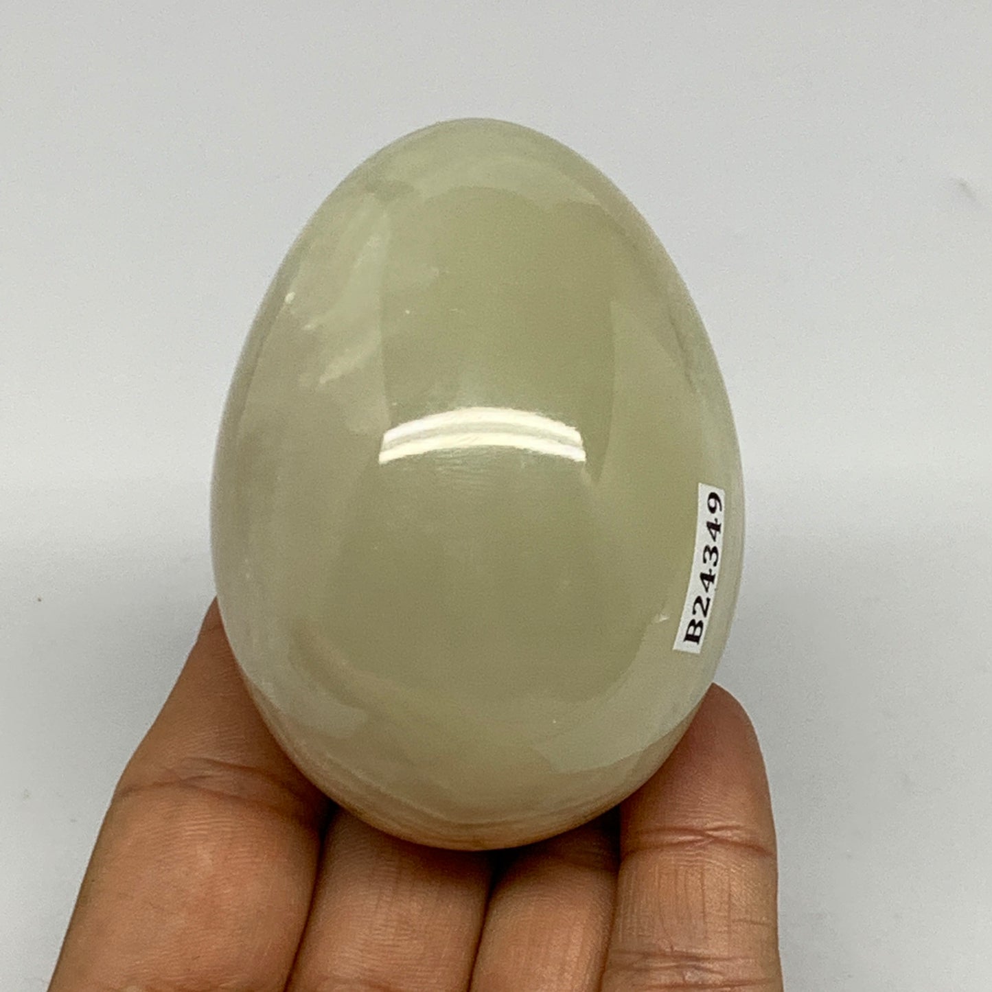 239.4g, 2.7"x2" Natural Green Onyx Egg Gemstone Mineral, from Pakistan, B24349