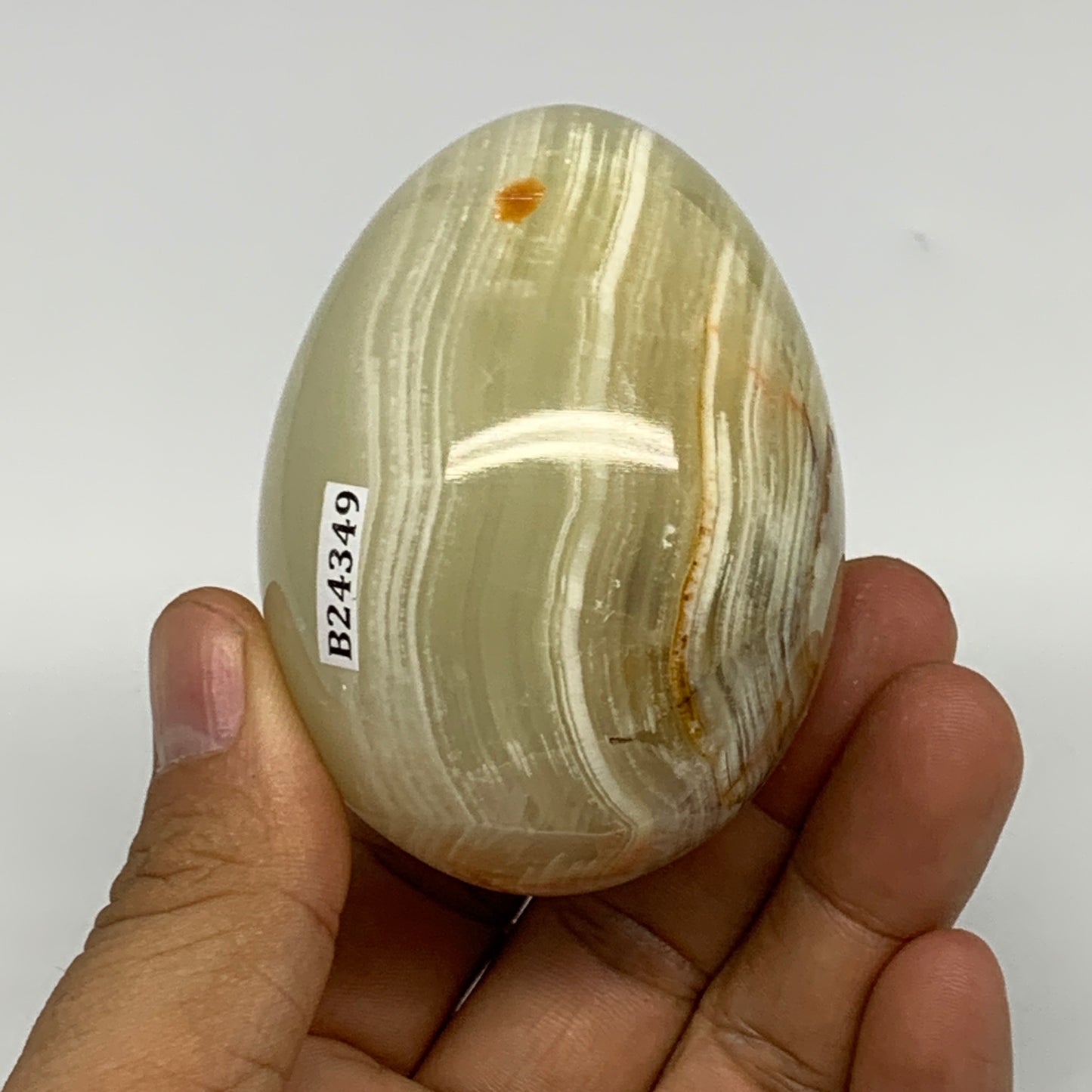 239.4g, 2.7"x2" Natural Green Onyx Egg Gemstone Mineral, from Pakistan, B24349