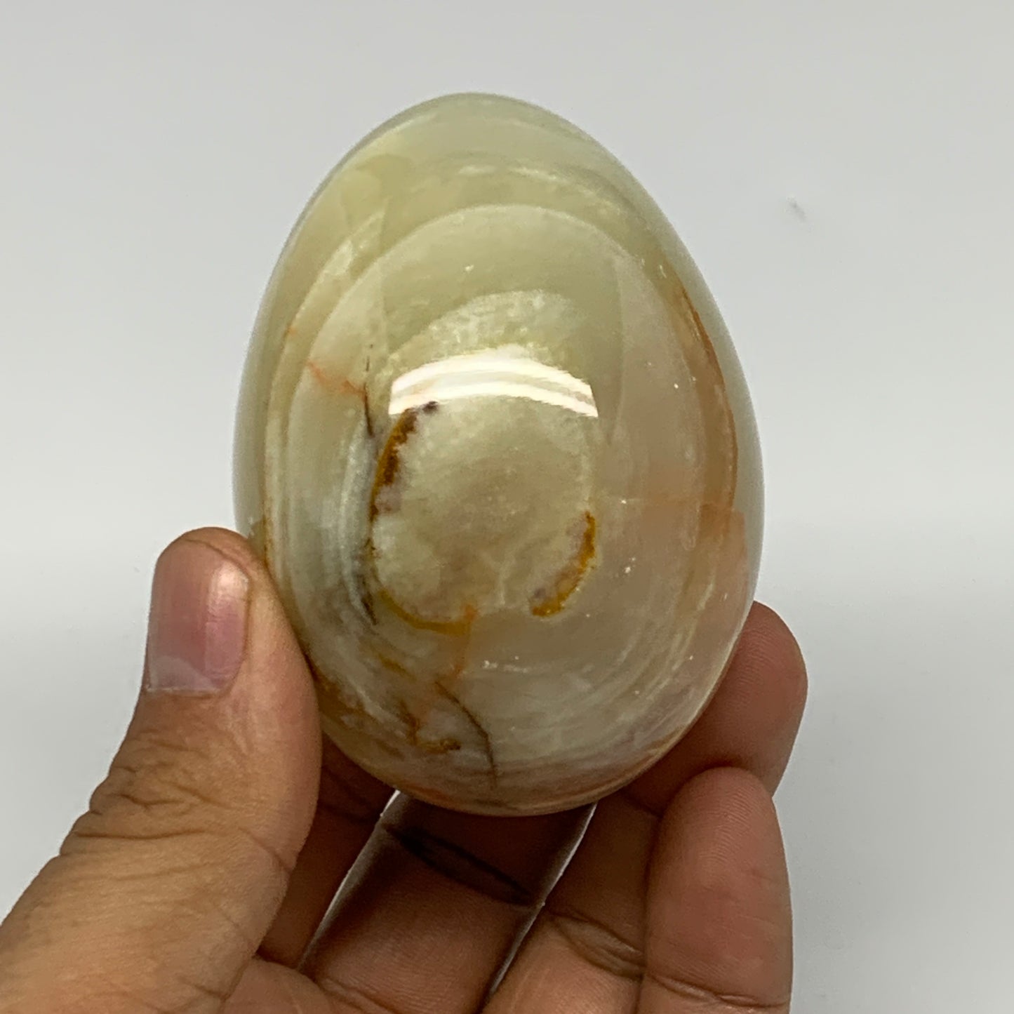 239.4g, 2.7"x2" Natural Green Onyx Egg Gemstone Mineral, from Pakistan, B24349