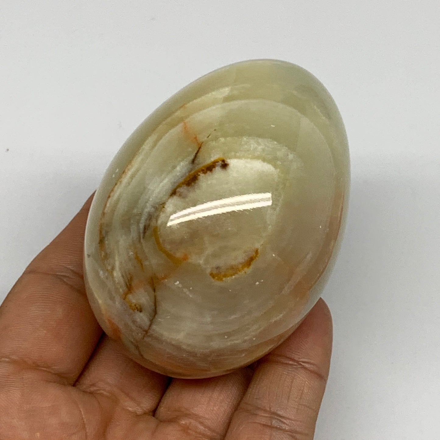 239.4g, 2.7"x2" Natural Green Onyx Egg Gemstone Mineral, from Pakistan, B24349