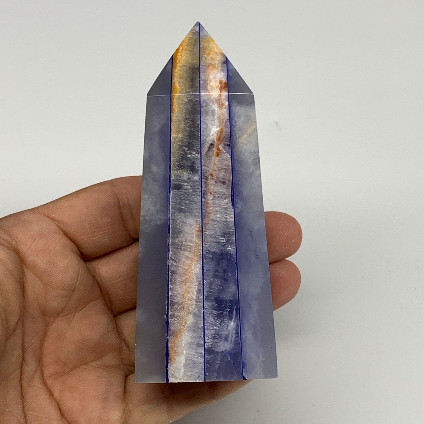 466.8g, 5.9"x1.6"x1.7" Dyed/Heated Calcite Point Tower Obelisk Crystal, B24993