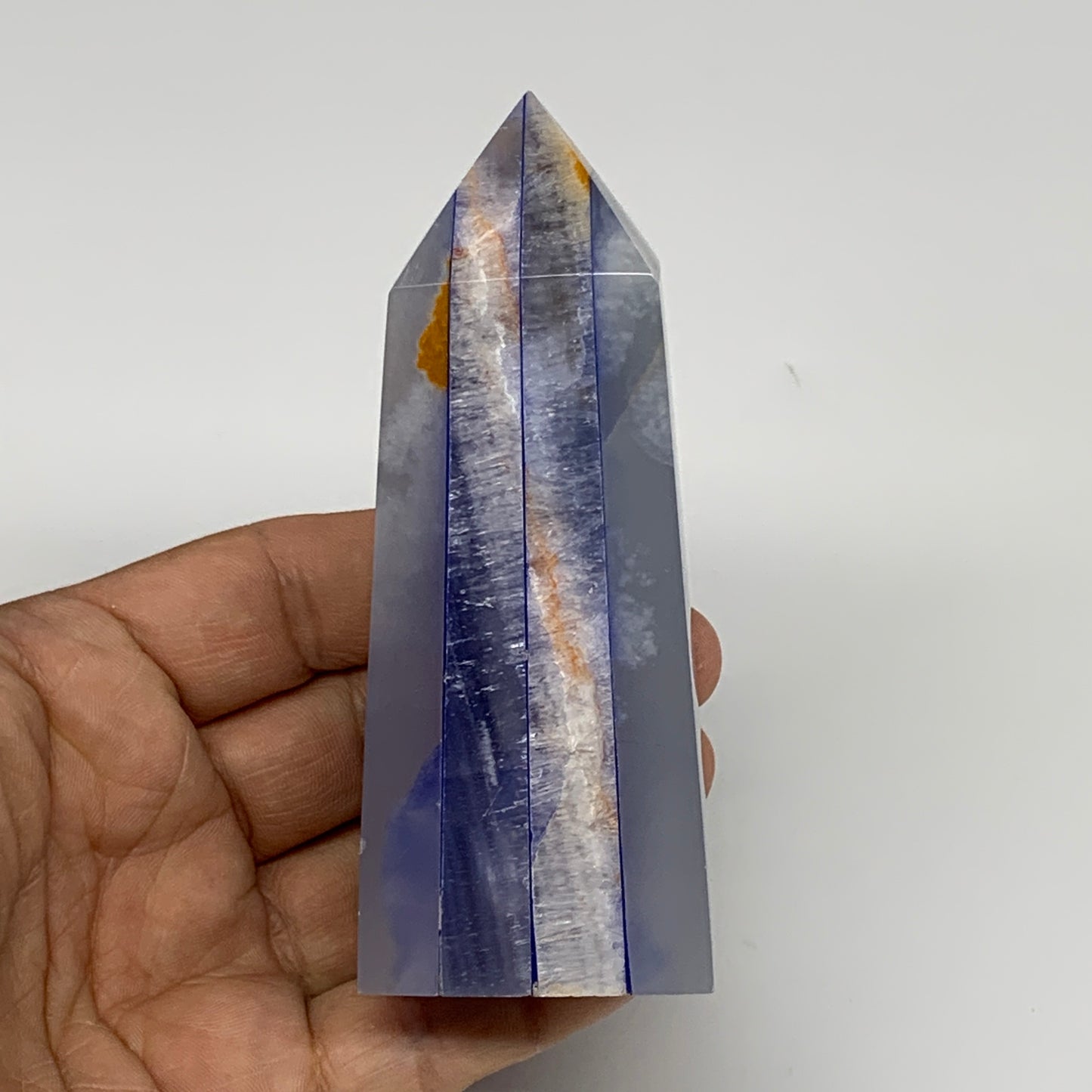 466.8g, 5.9"x1.6"x1.7" Dyed/Heated Calcite Point Tower Obelisk Crystal, B24993