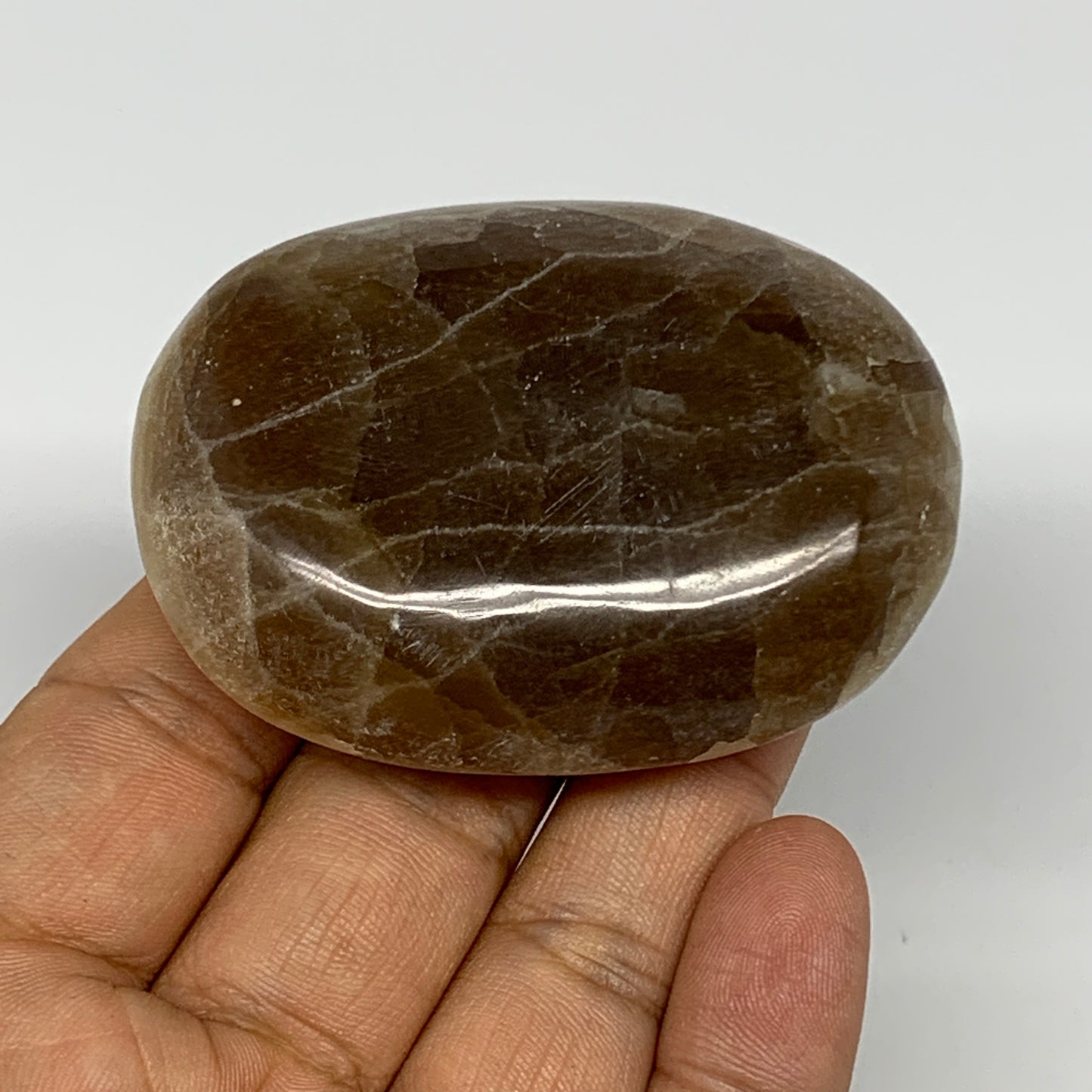 117.9g, 2.5"x1.8"x0.9", Honey Calcite Palm-Stone Reiki @Afghanistan, B14888