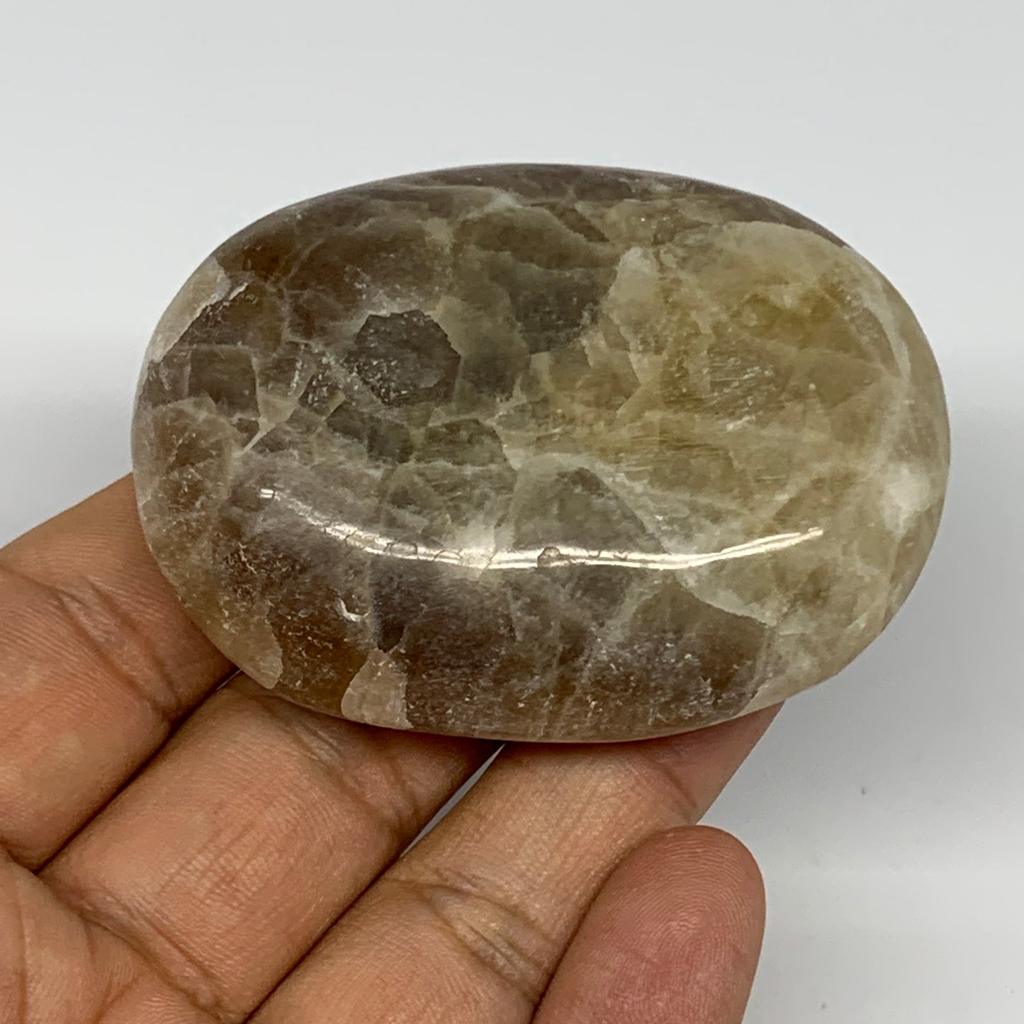 117.9g, 2.5"x1.8"x0.9", Honey Calcite Palm-Stone Reiki @Afghanistan, B14888