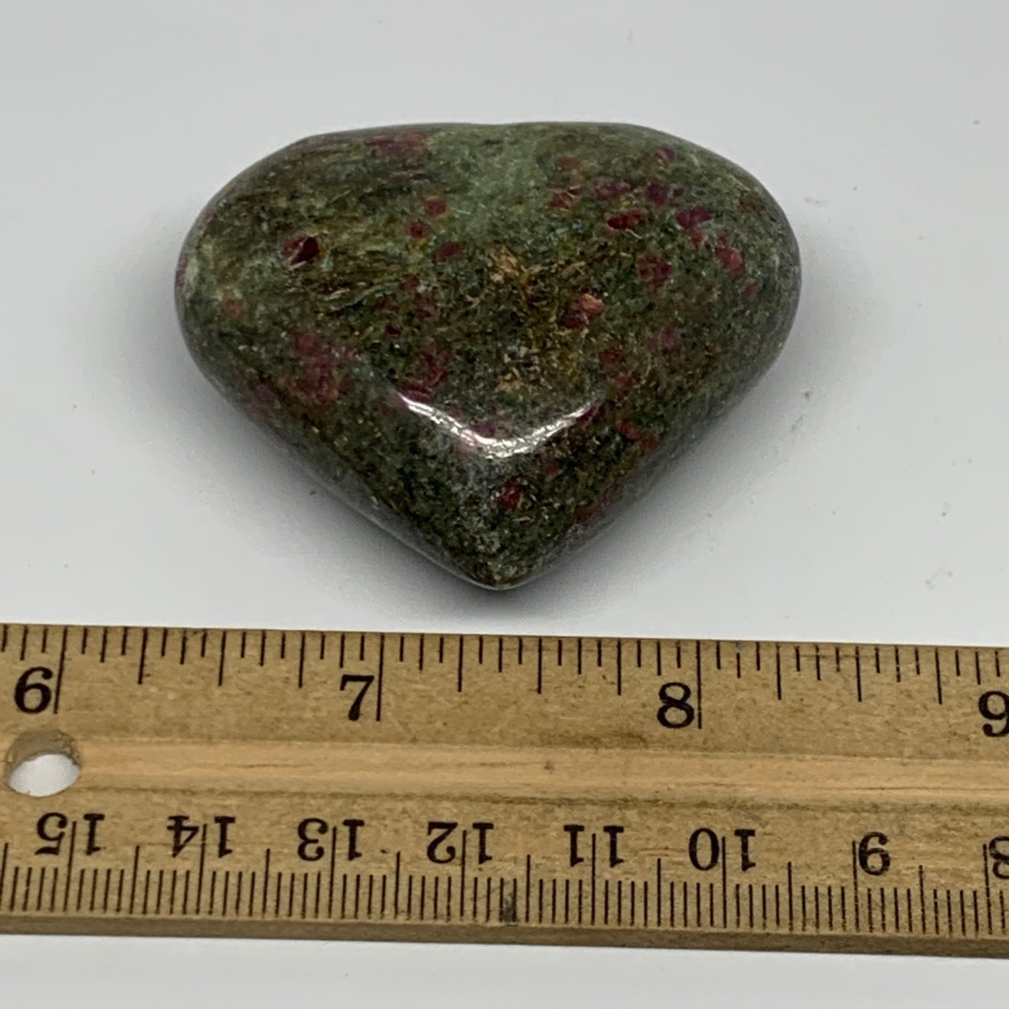 90.3g, 1.7"x2.1"x0.9", Ruby Kyanite Heart Small Polished Healing Crystal, B22069