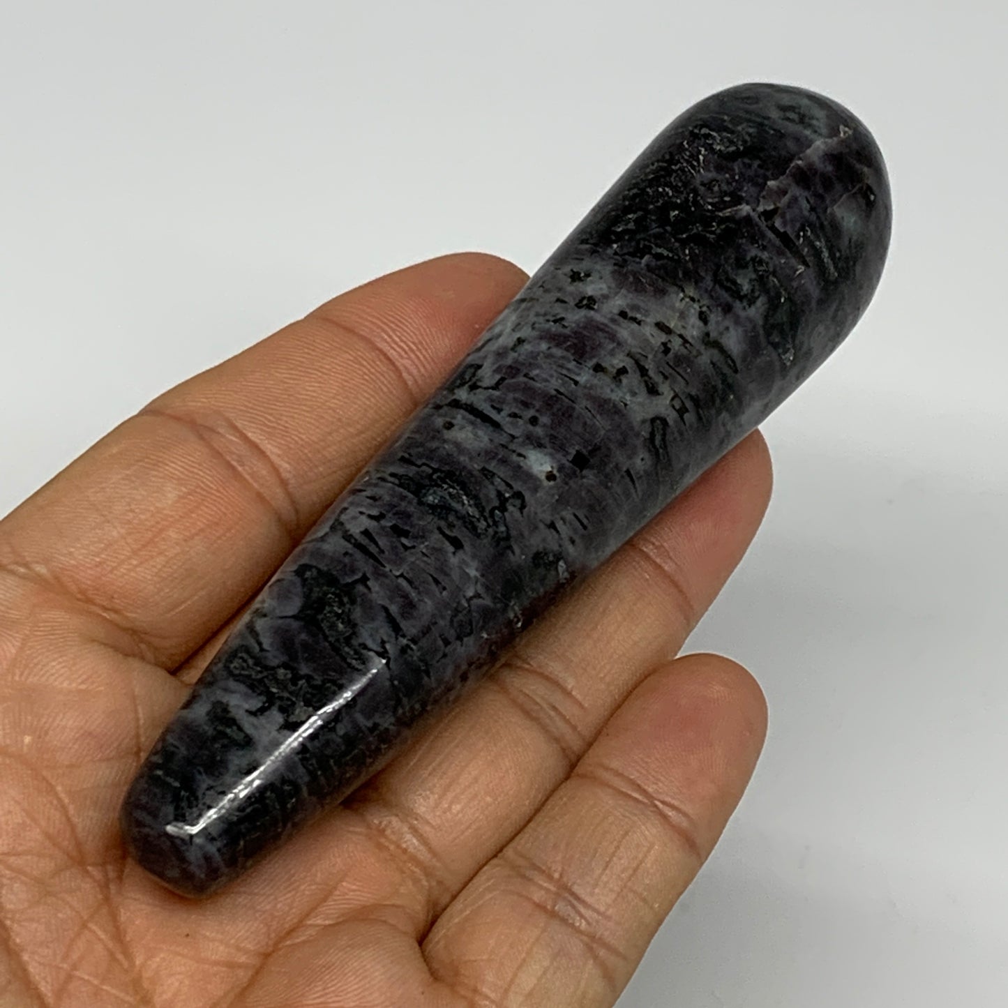 113.4g,4.2"x1.1" Indigo Gabro Merlinite Stick, Wand,Home Decor,Collectible,B1804