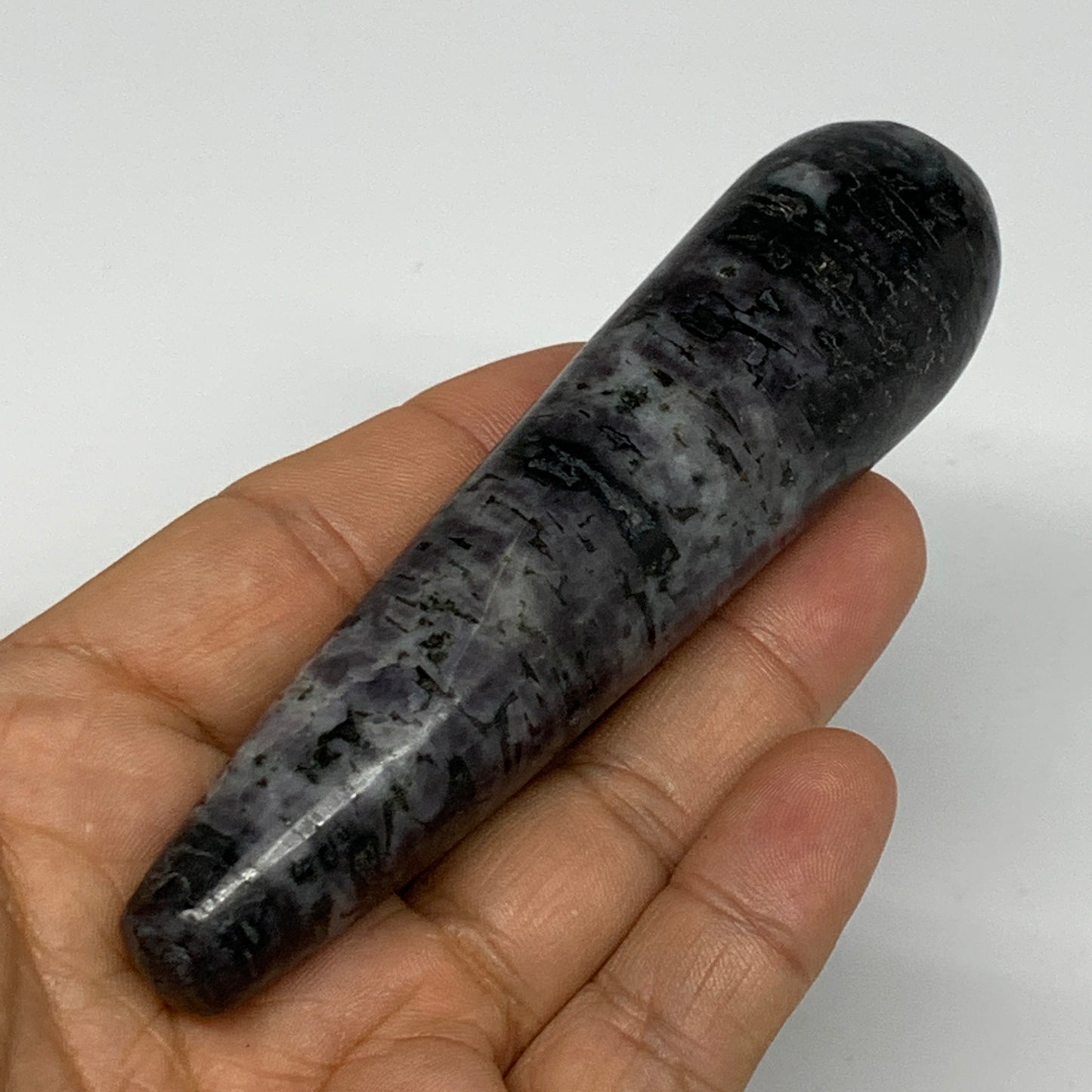 113.4g,4.2"x1.1" Indigo Gabro Merlinite Stick, Wand,Home Decor,Collectible,B1804