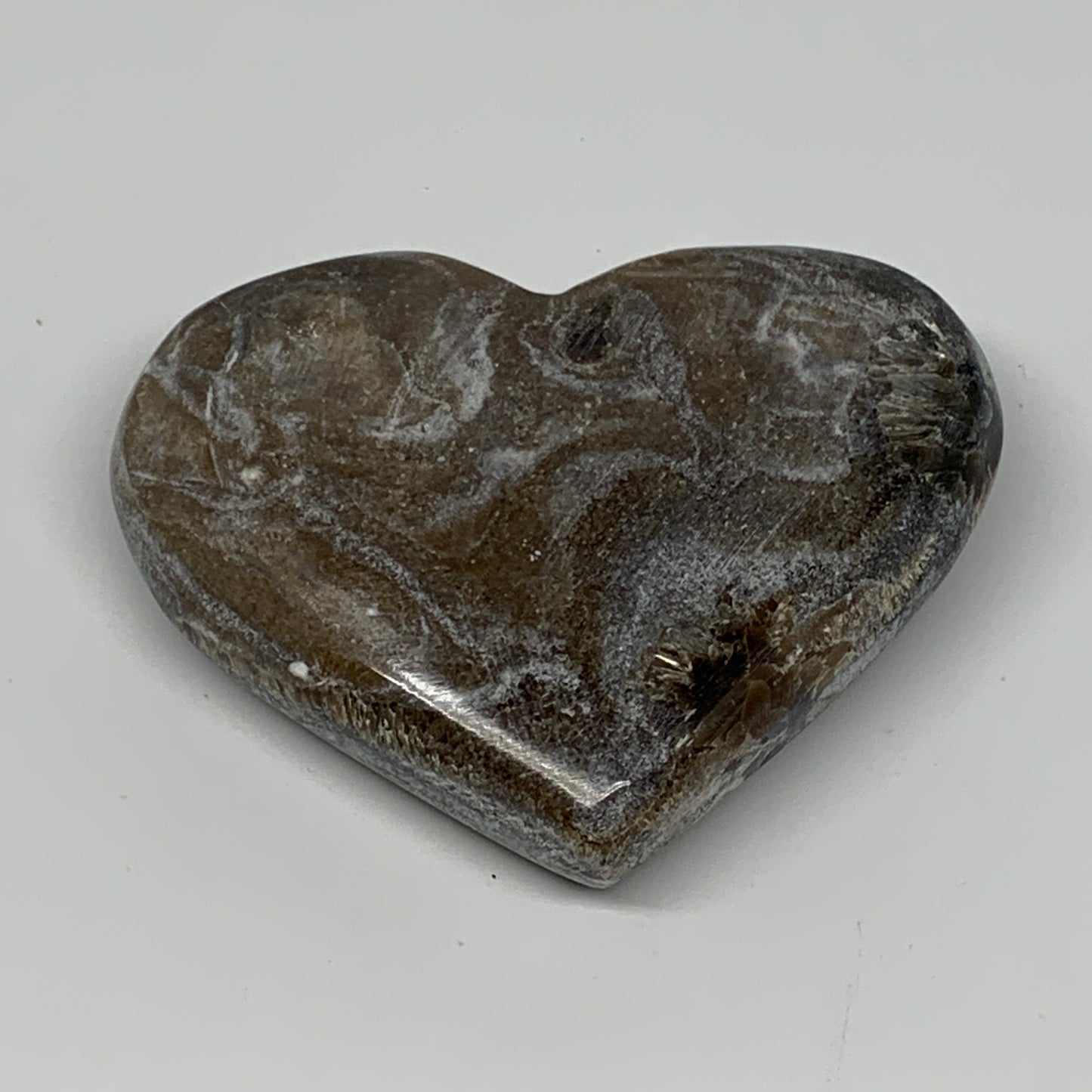 188.9g,2.8"x3.5"x0.9" Natural Chocolate Gray Onyx Heart Polished @Morocco,B18804